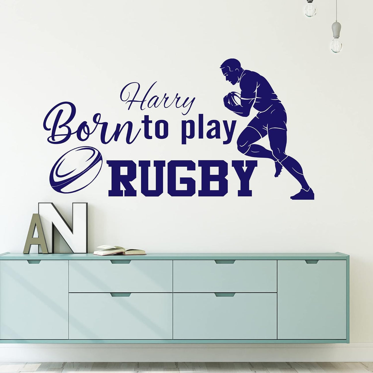 Personalised name Rugby wall art stickers