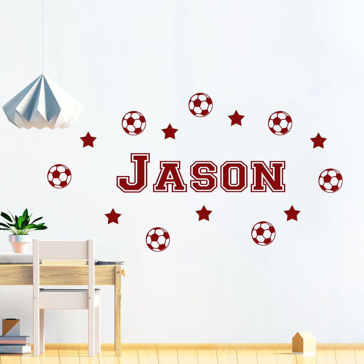 10 Football Decals with Personalized Name Sticker