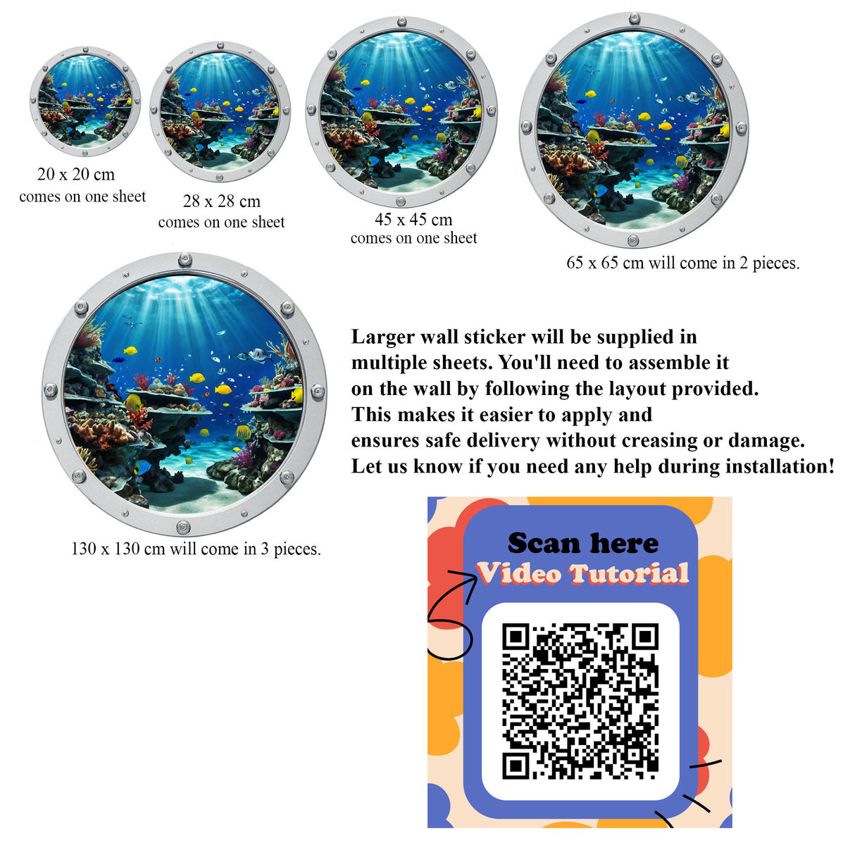 Coral Reef Porthole Wall Stickers