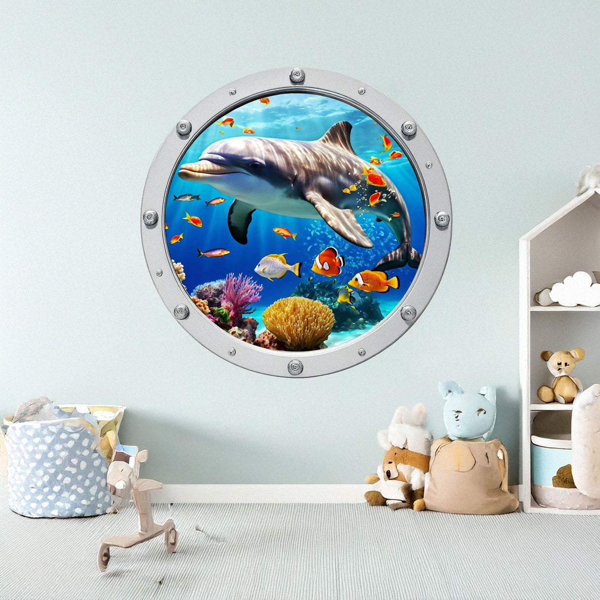 Dolphin Fish Porthole Wall Decals