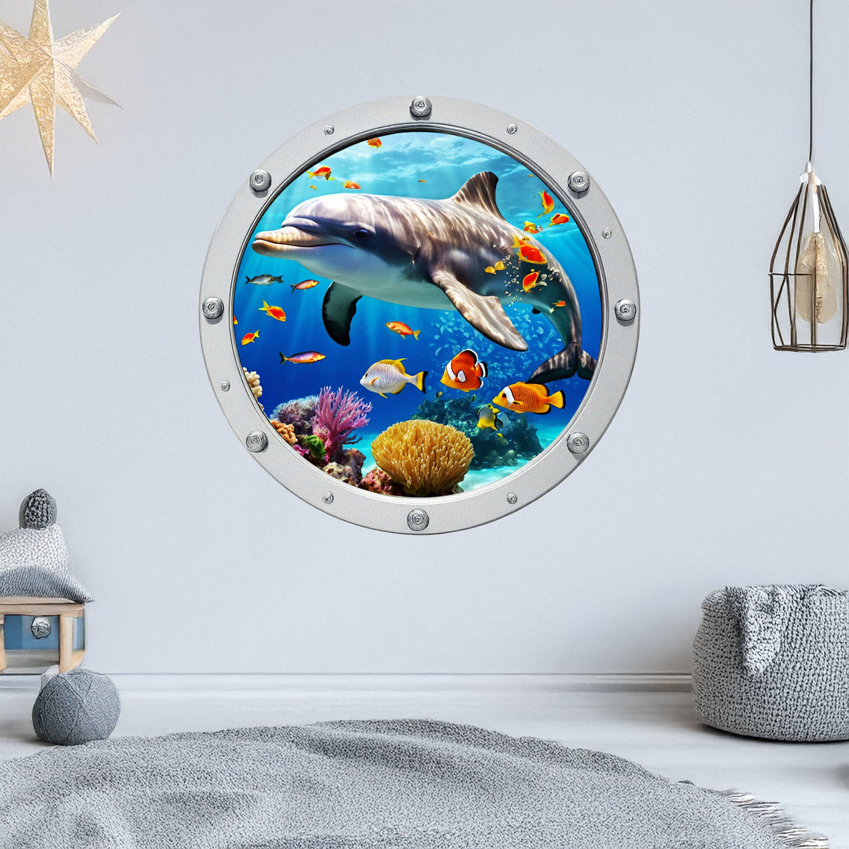 Dolphin 3D Porthole Wall Stickers