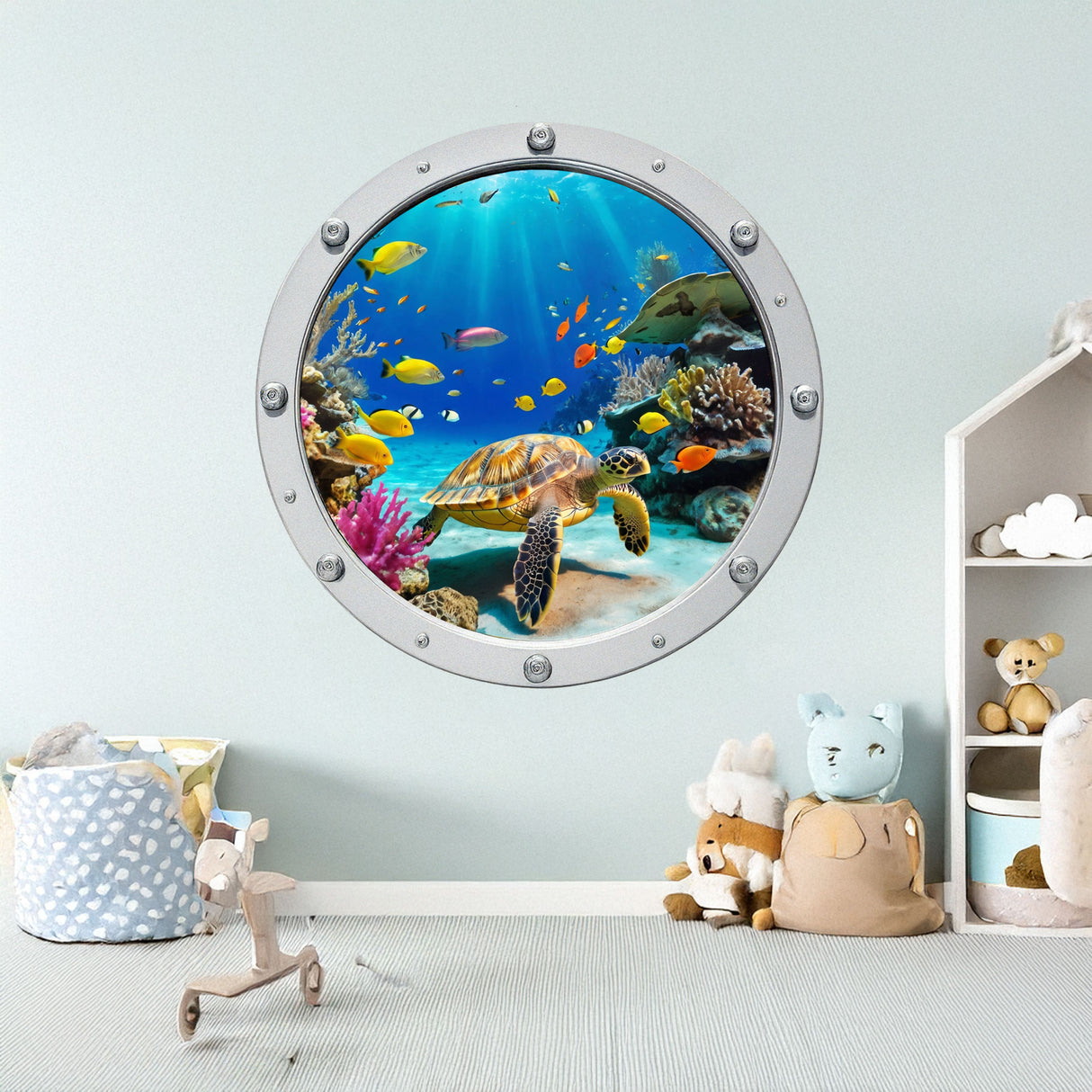 Sea Turtle Nautical Porthole Wall Stickers