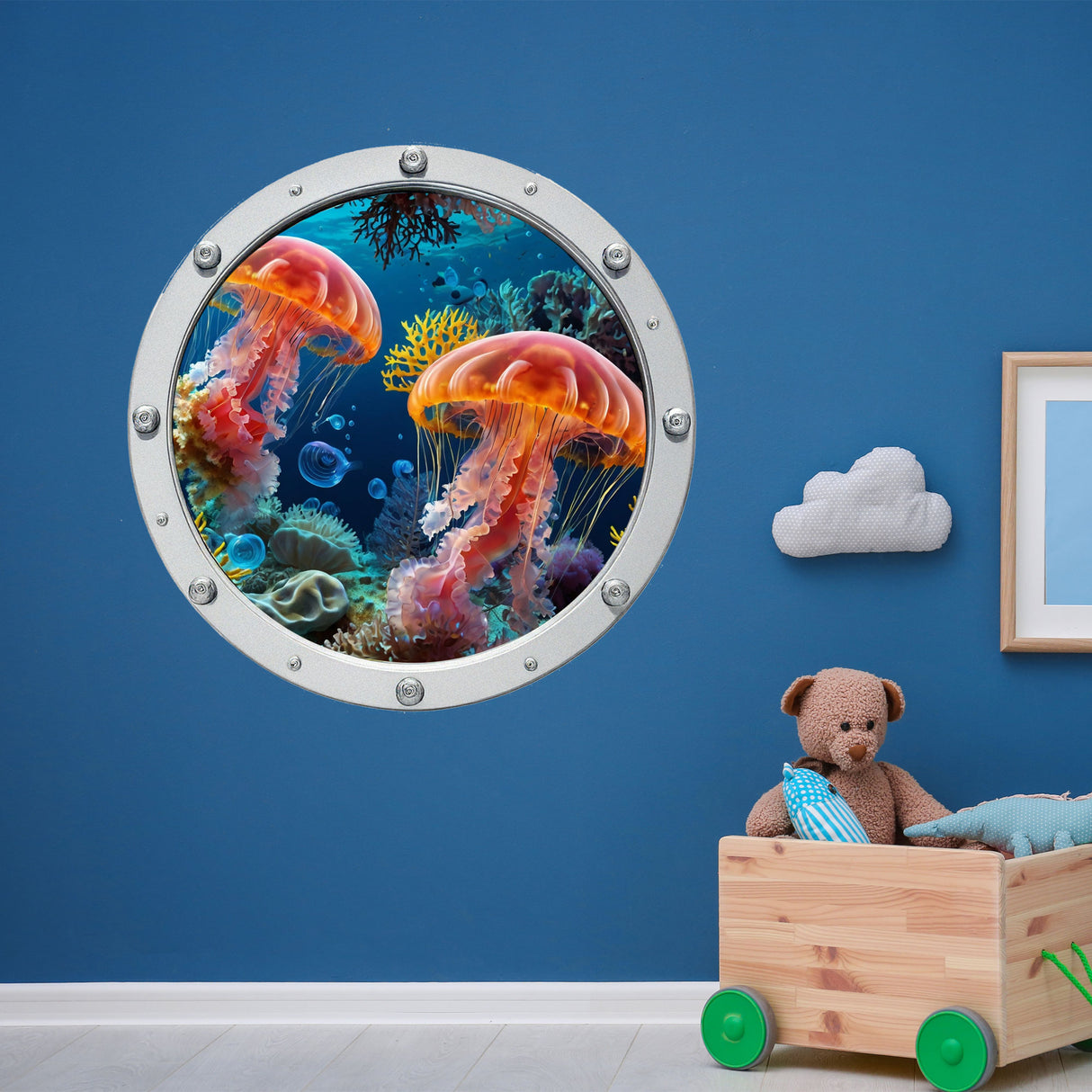 Jellyfish Under Water Sea Porthole Wall Stickers
