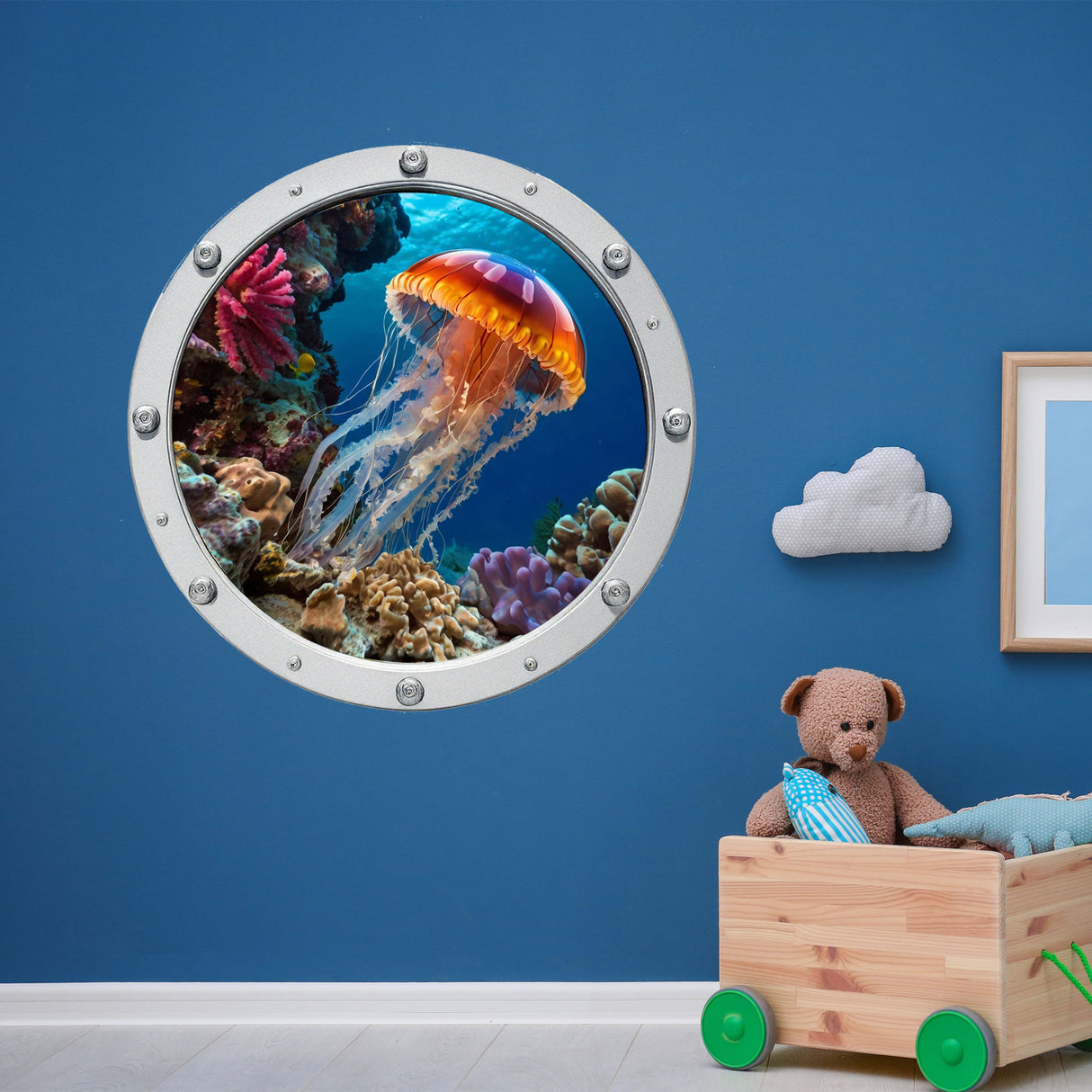 Jellyfish Coral Reef 3D Porthole Stickers