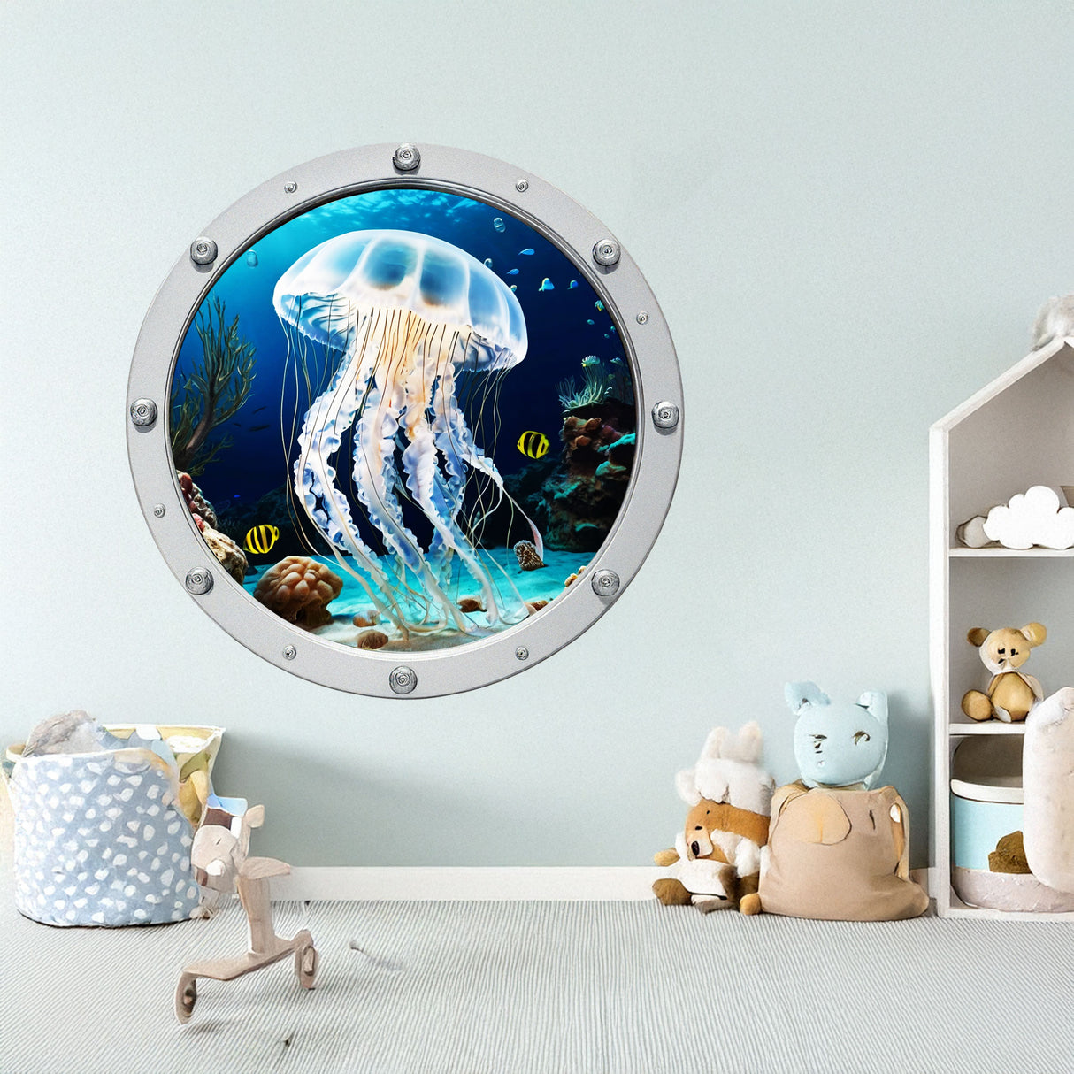 Jellyfish Nautical Porthole Wall Stickers