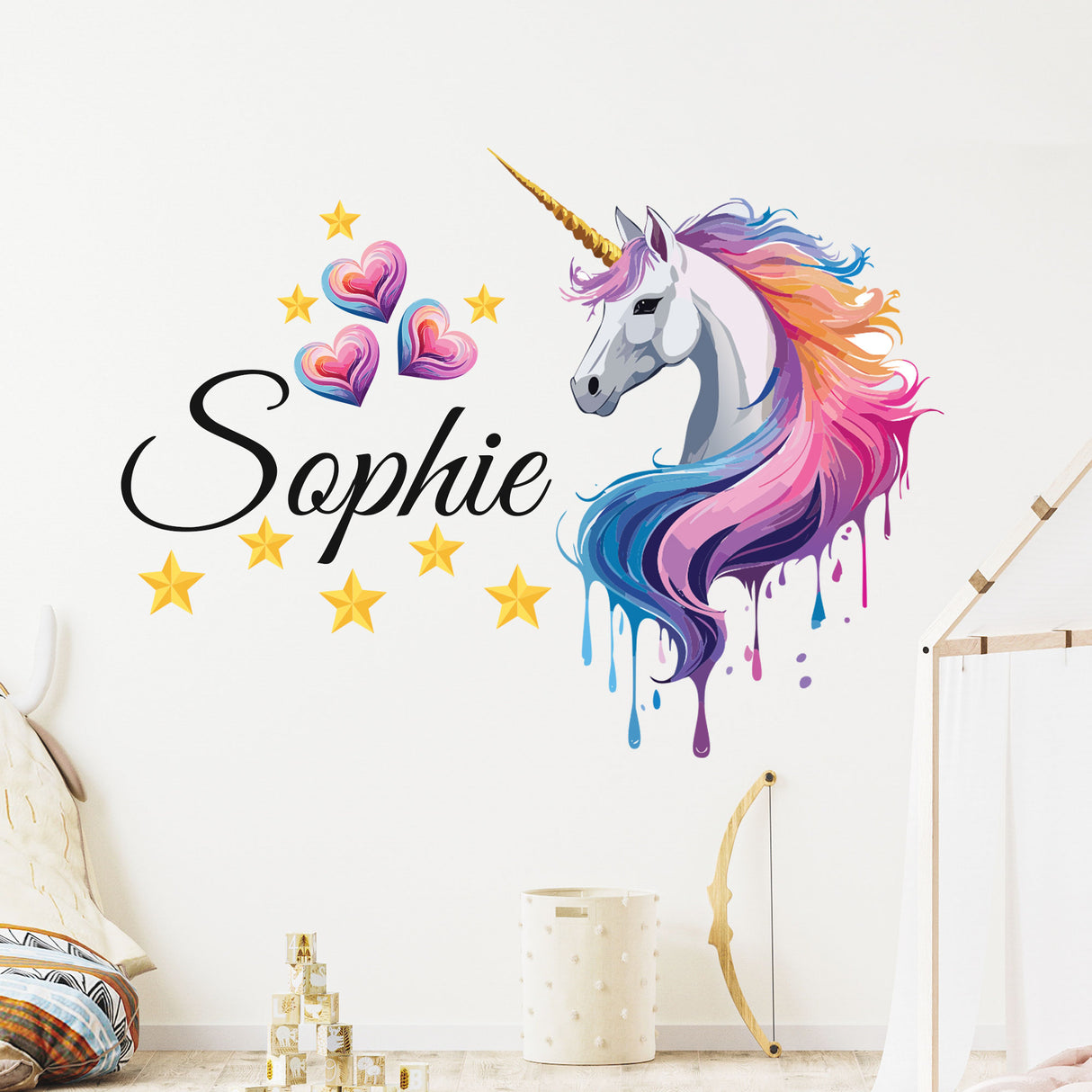 Unicorn colour dripping wall stickers