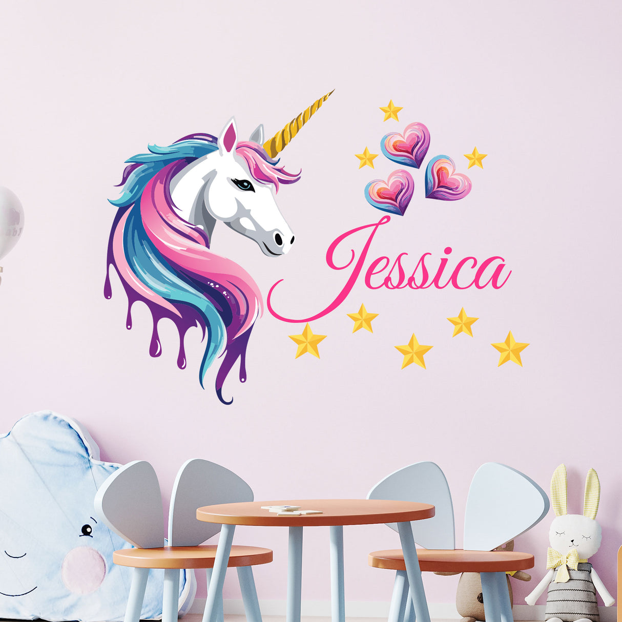 Custom Watercolour Paint Dripping Unicorn Wall Stickers
