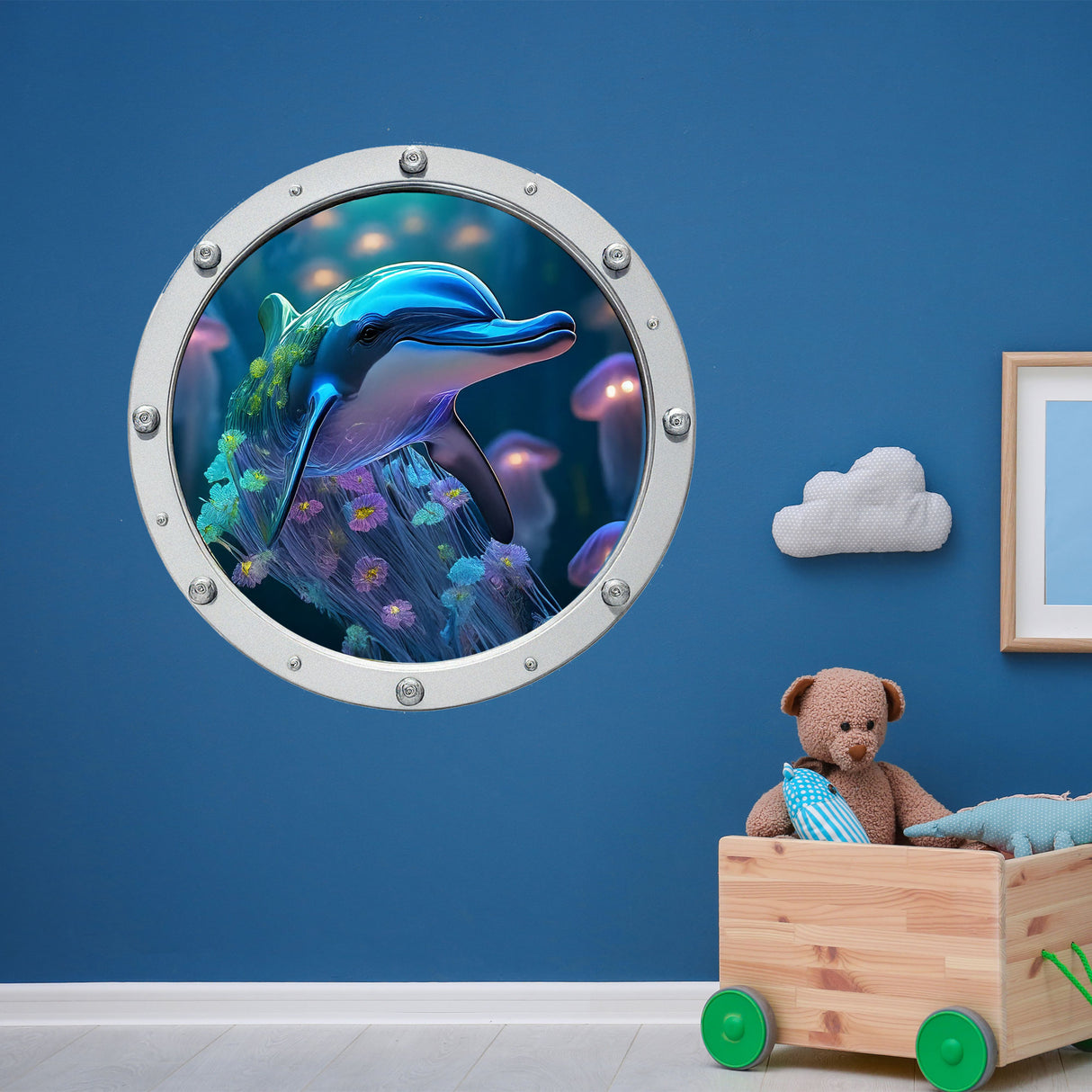 Dolphin Nautical Porthole Wall Stickers