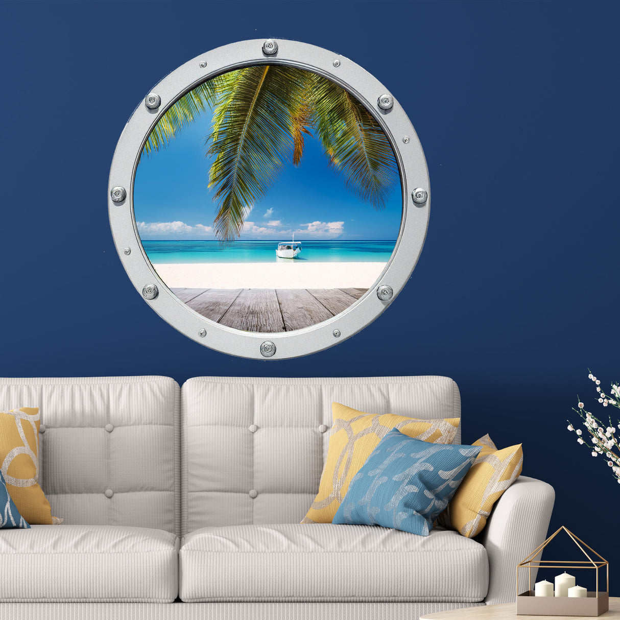 Tropical Beach 3D Porthole Wall Stickers