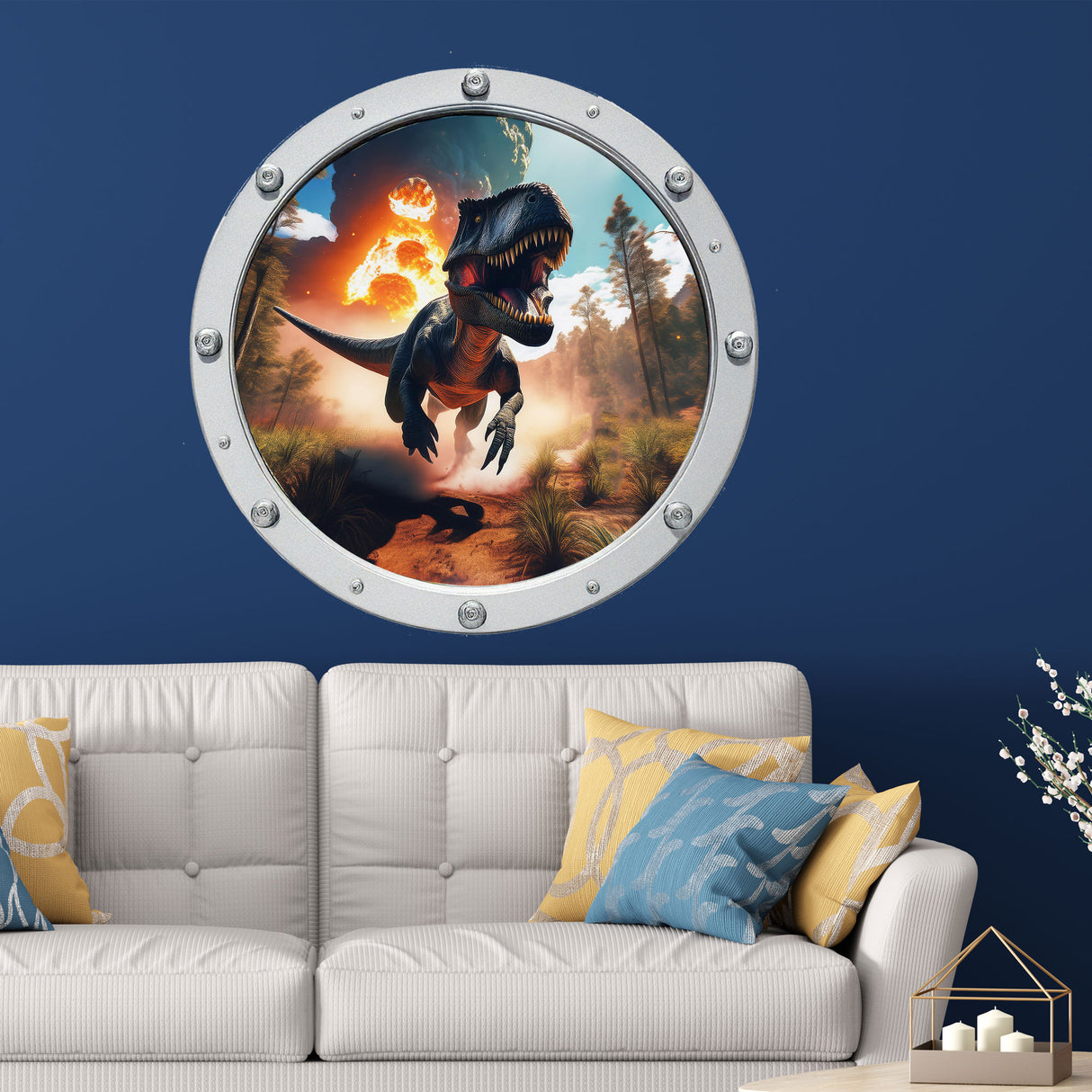 T-Rex Dinosaur Porthole Wall Stickers