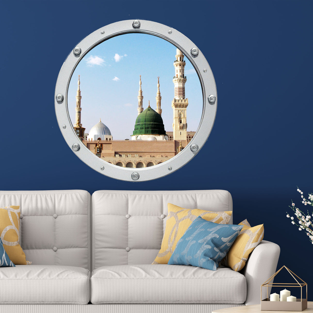 Prophet Mosque 3D Porthole Islamic Wall Art Stickers