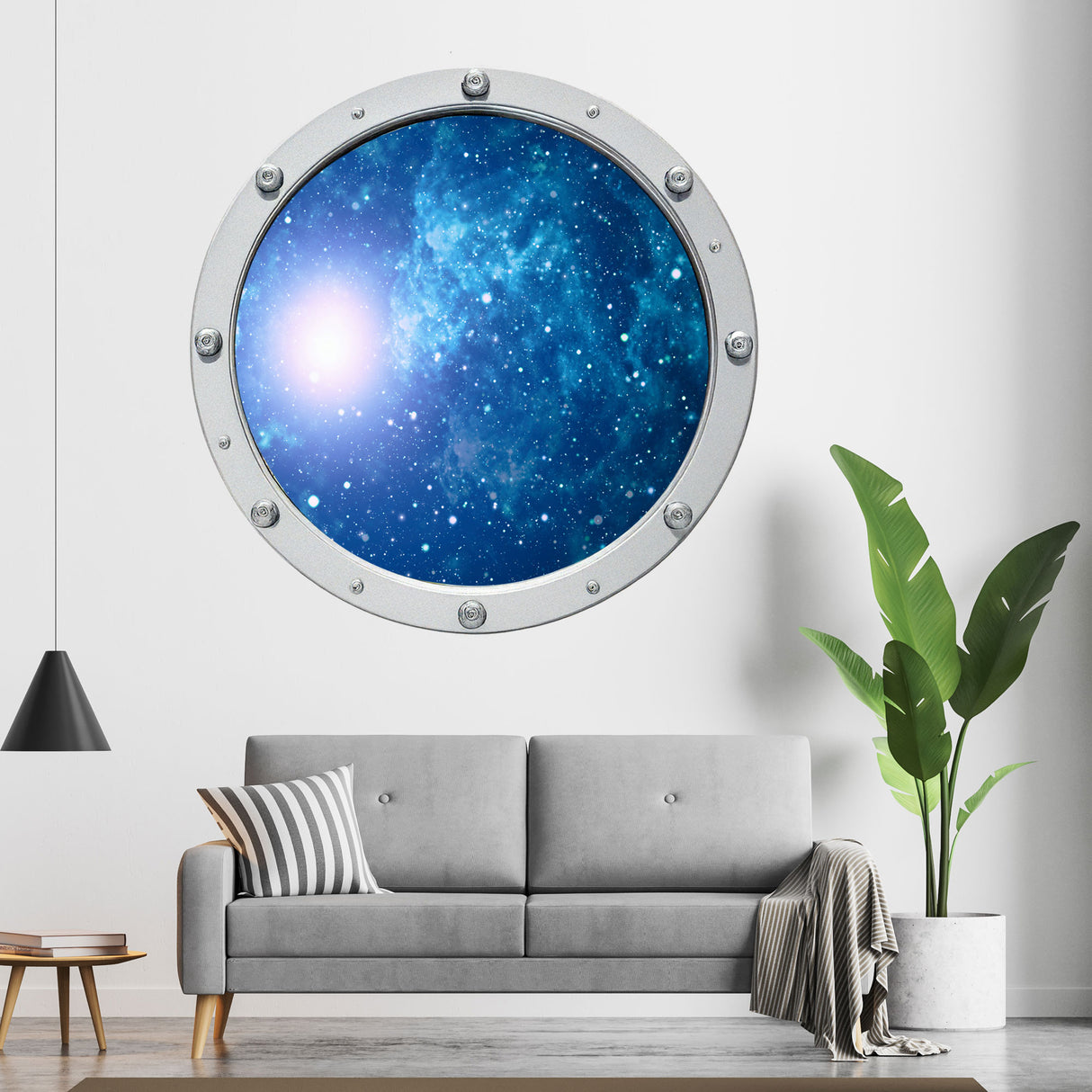 Blue nebula 3D Porthole Stickers