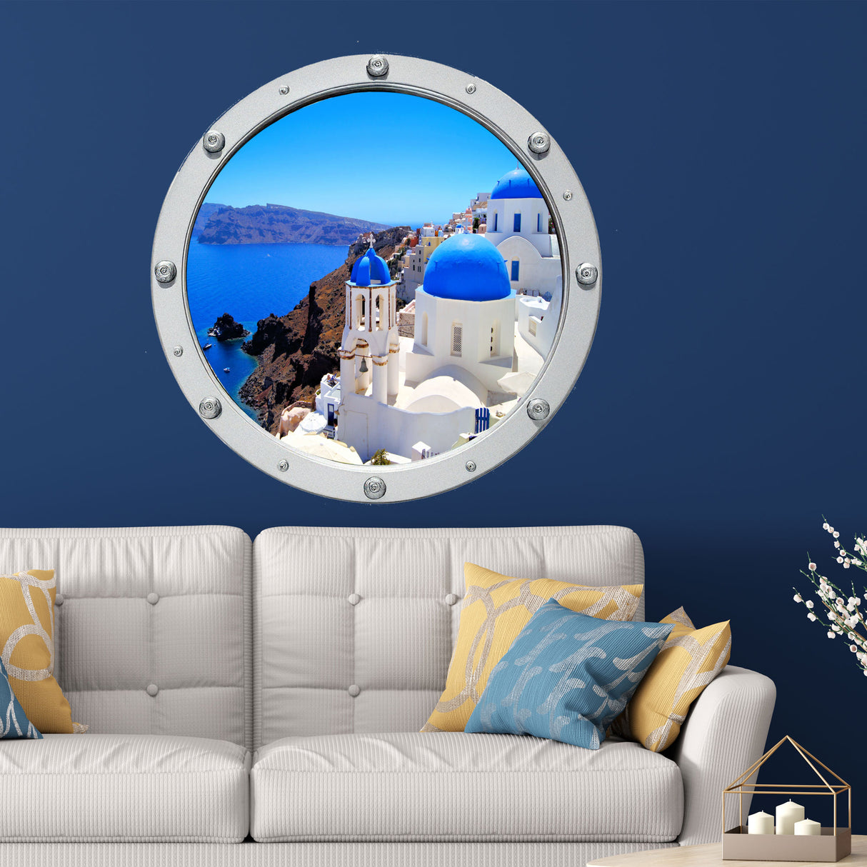 Santorini Greece Porthole Wall Stickers