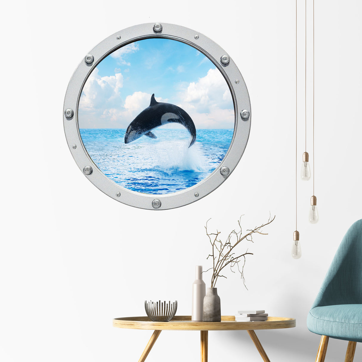 whale Porthole 3D wall Decals