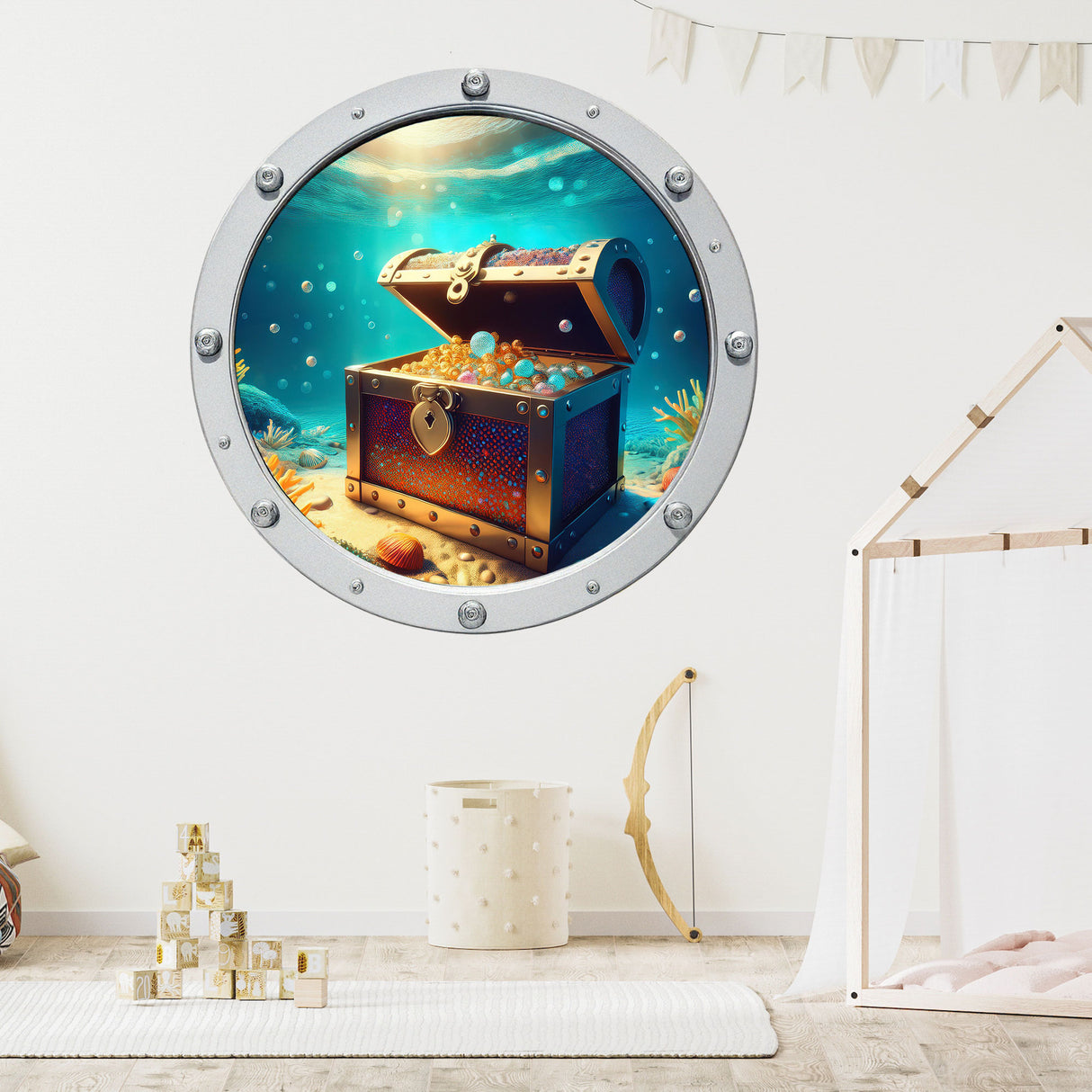 Treasure Chest Porthole Wall Stickers - JR Decal's Unique Home Decor