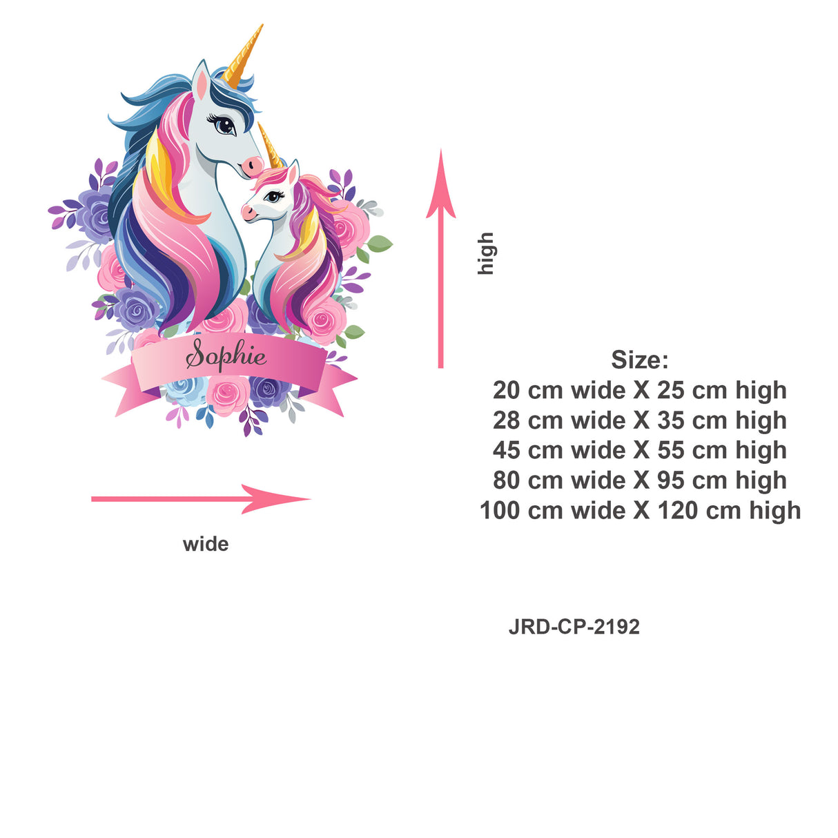 Unicorn Wall Stickers with Custom Name – Perfect for Girls Bedroom