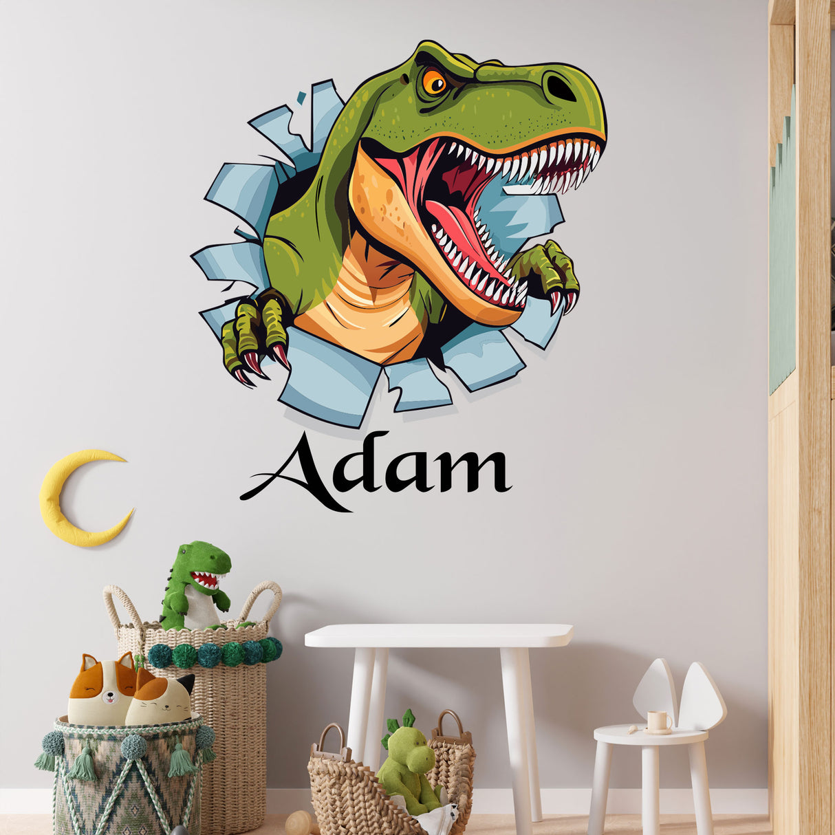 3D T-Rex Wall Sticker with Custom Name – Personalised Dinosaur Room Decal
