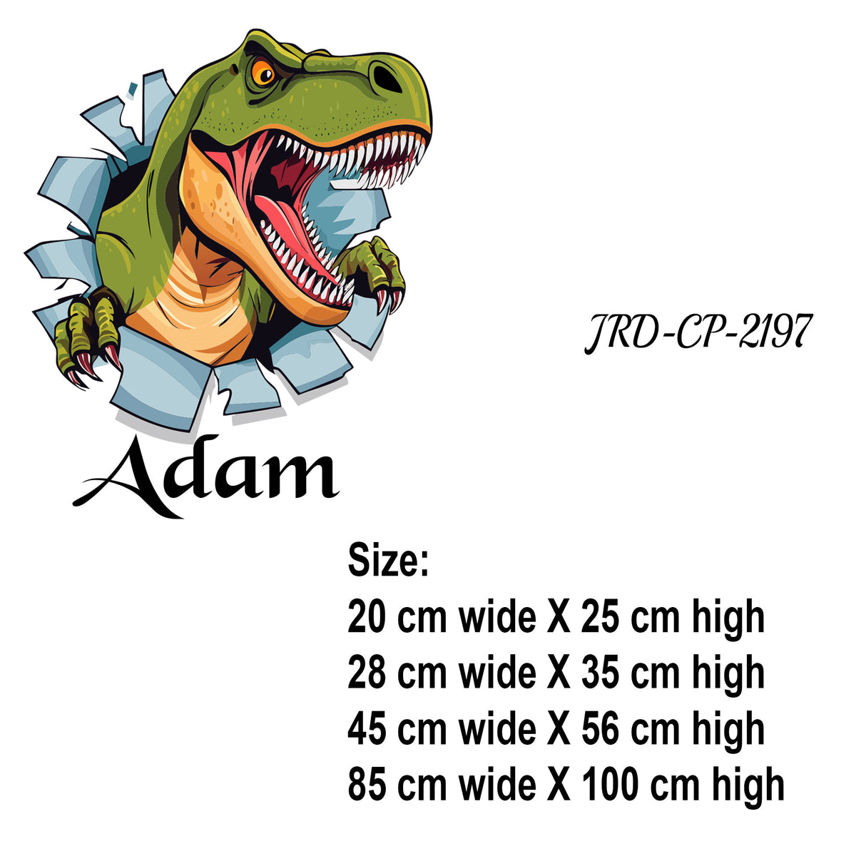 3D T-Rex Wall Sticker with Custom Name – Personalised Dinosaur Room Decal