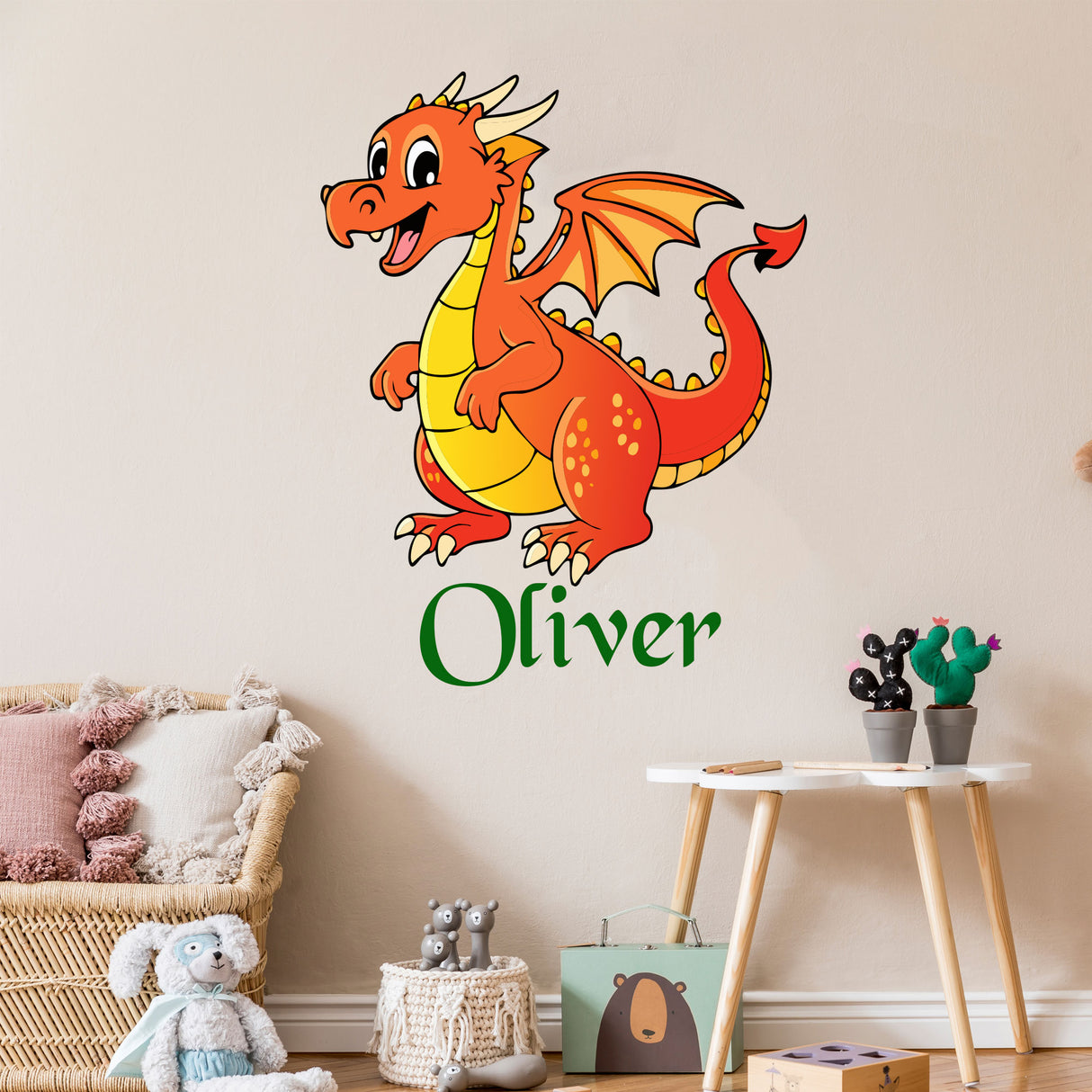 Personalised Dragon Wall Sticker with Name – Custom Boys Bedroom Decor