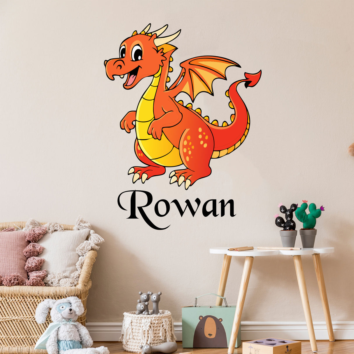 Personalised Dragon Wall Sticker with Name – Custom Boys Bedroom Decor