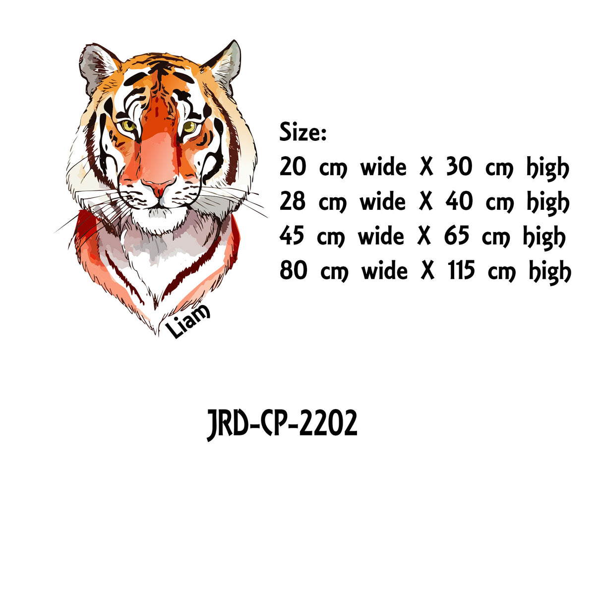 Personalised Bengal Tiger Wall Decal – Custom Name Jungle Safari Animal Sticker