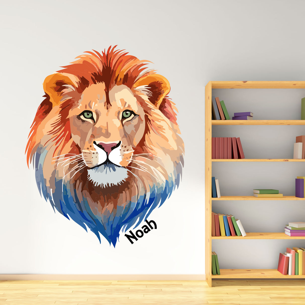 Personalised Lion Wall Sticker with Name – Jungle Safari Animal Wall Decal