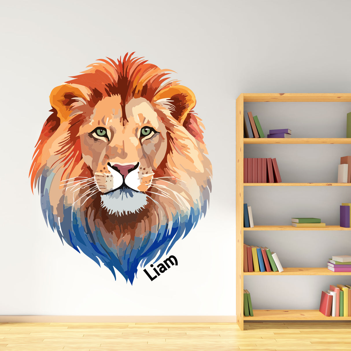 Personalised Lion Wall Sticker with Name – Jungle Safari Animal Wall Decal