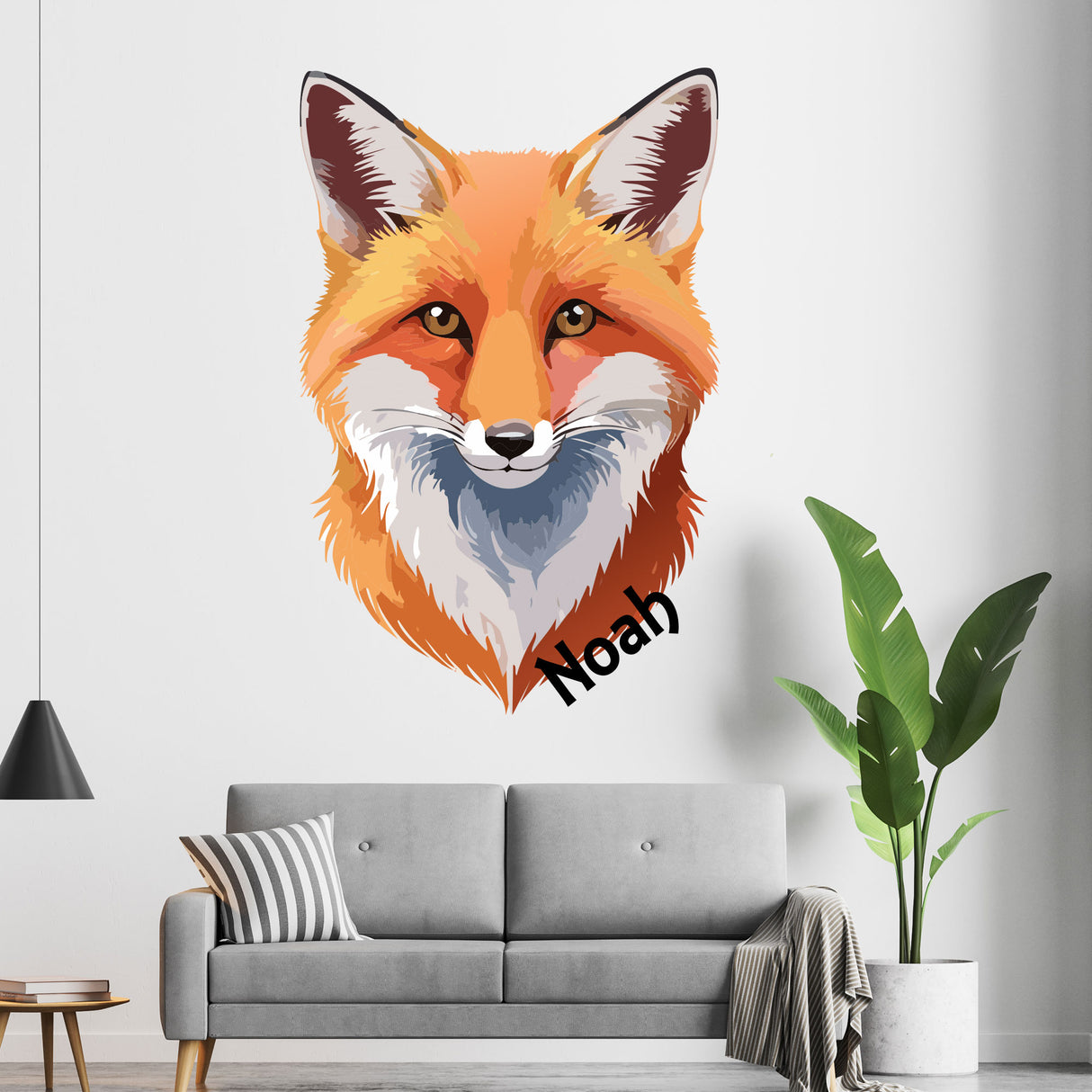 Personalised Fox Wall Sticker with Name