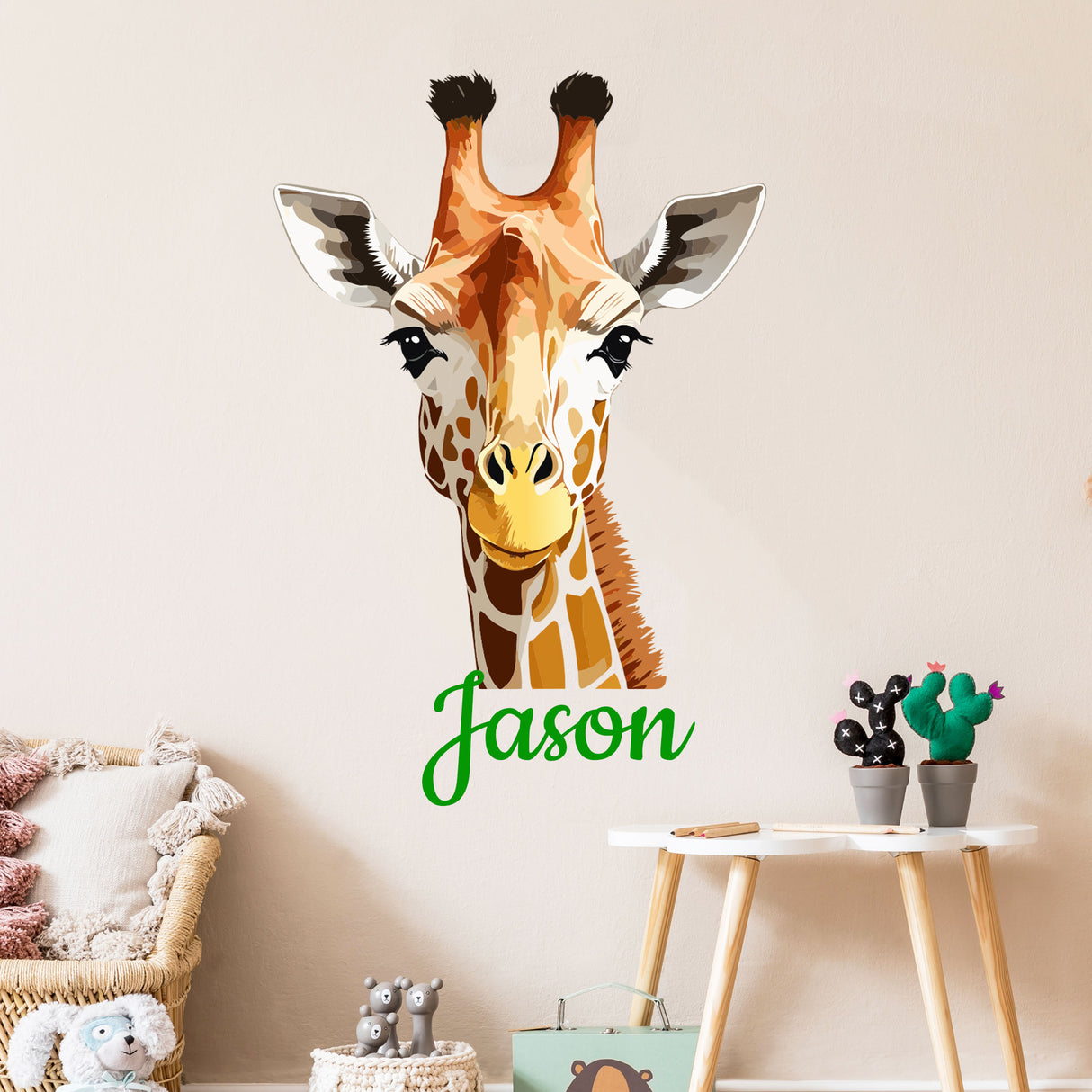 Personalised Giraffe Wall Sticker with Name