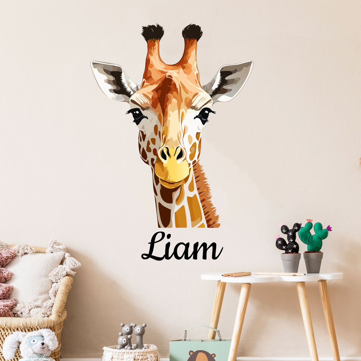Personalised Giraffe Wall Sticker with Name