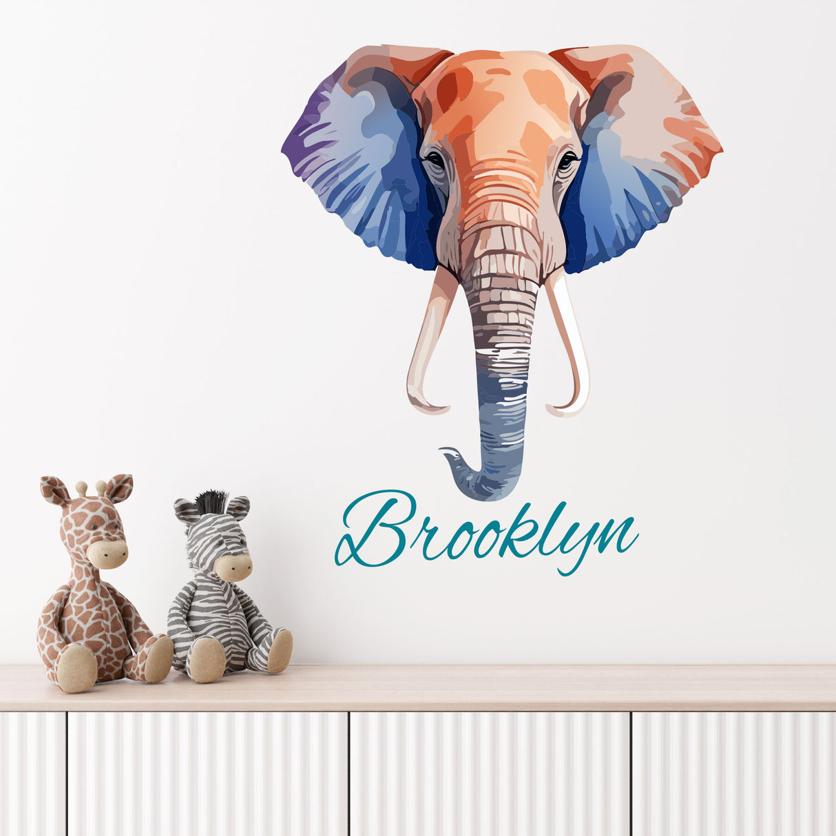 Personalised Elephant Wall Sticker kids name