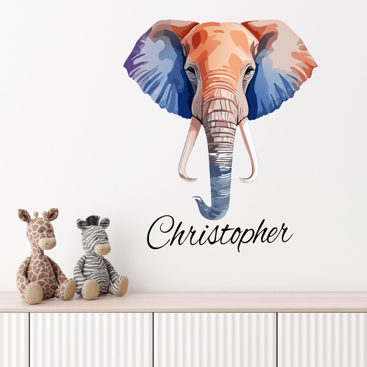 Personalised Elephant Wall Sticker kids name