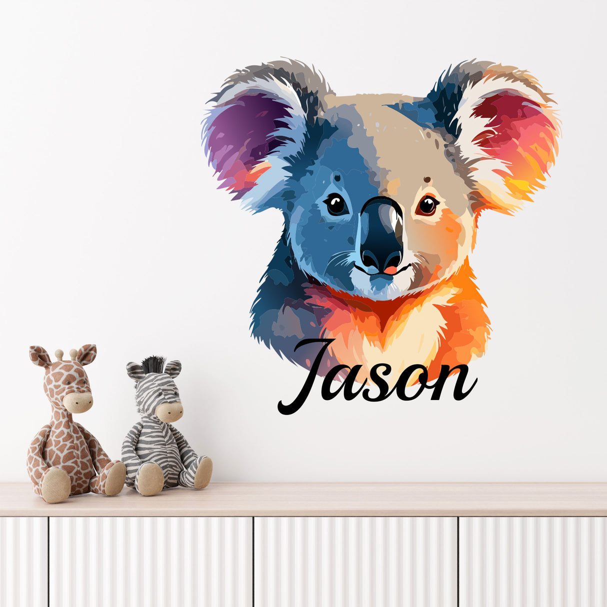Personalised Name Koala Wall Sticker safari theme