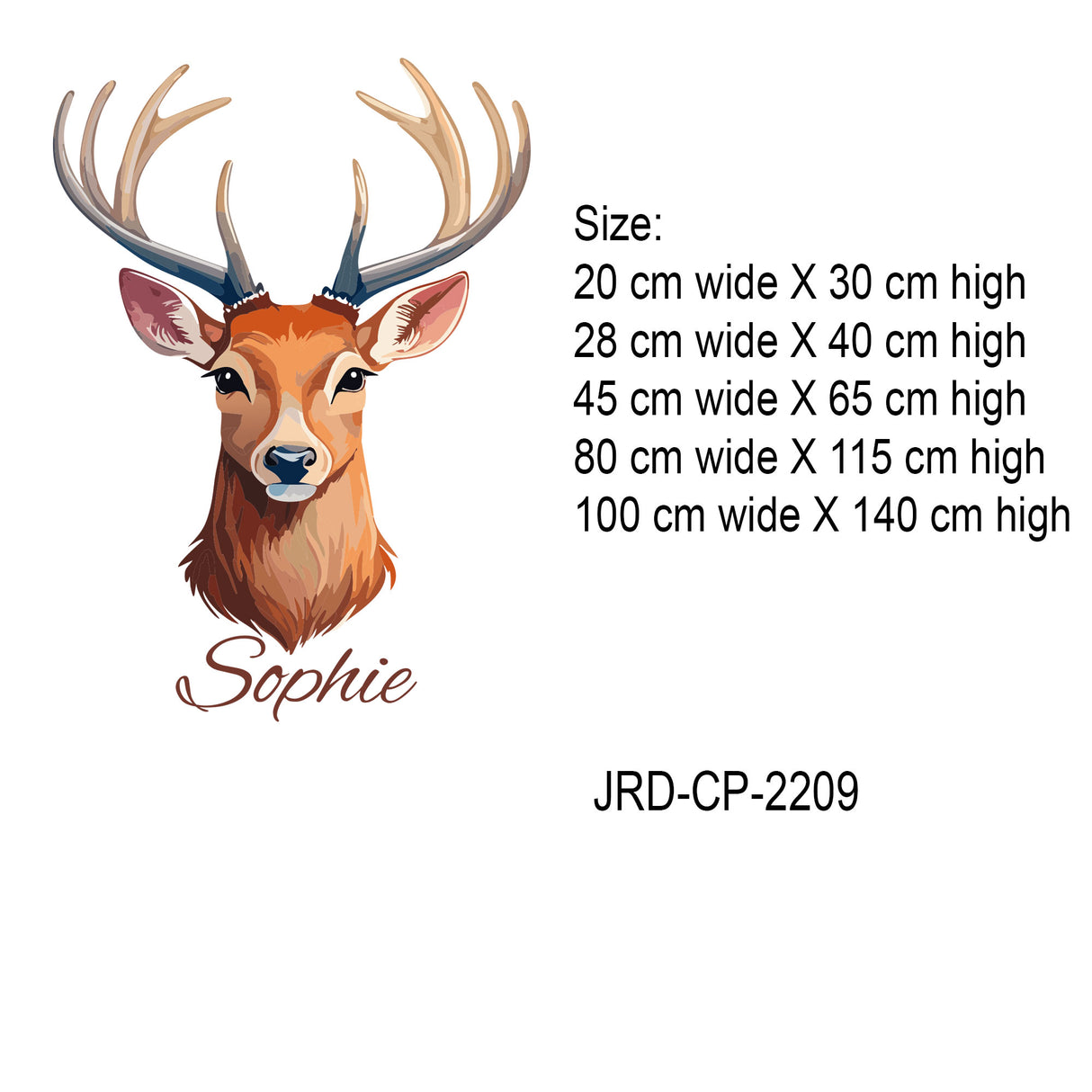 Personalised Deer Head Wall Sticker with Name