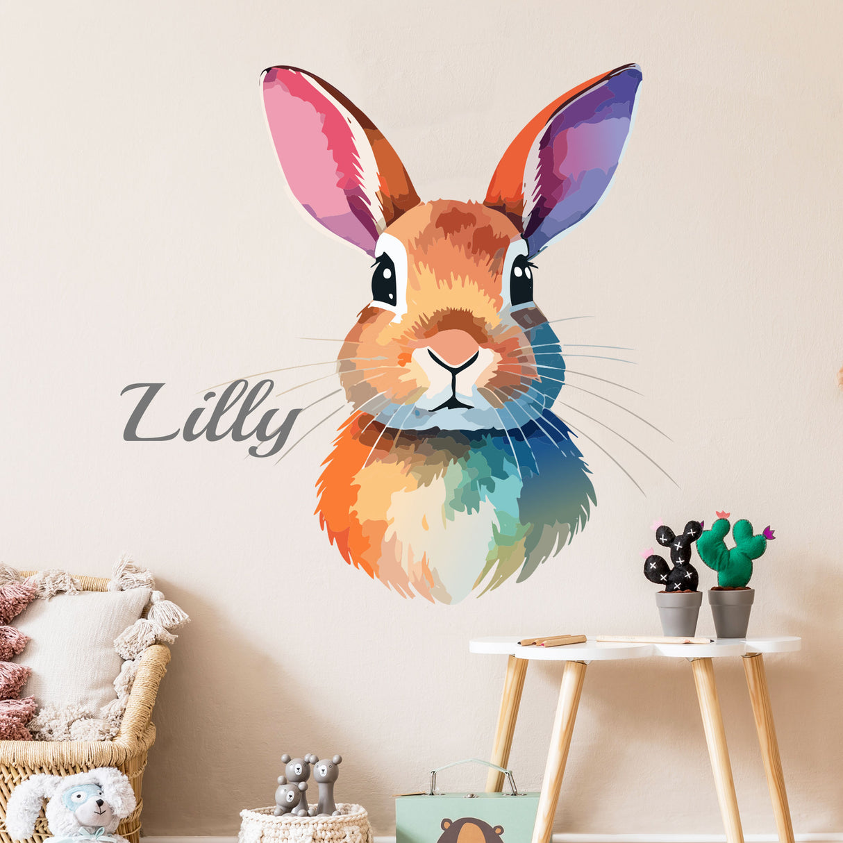 Rabbit Wall Stickers with Personalised Name