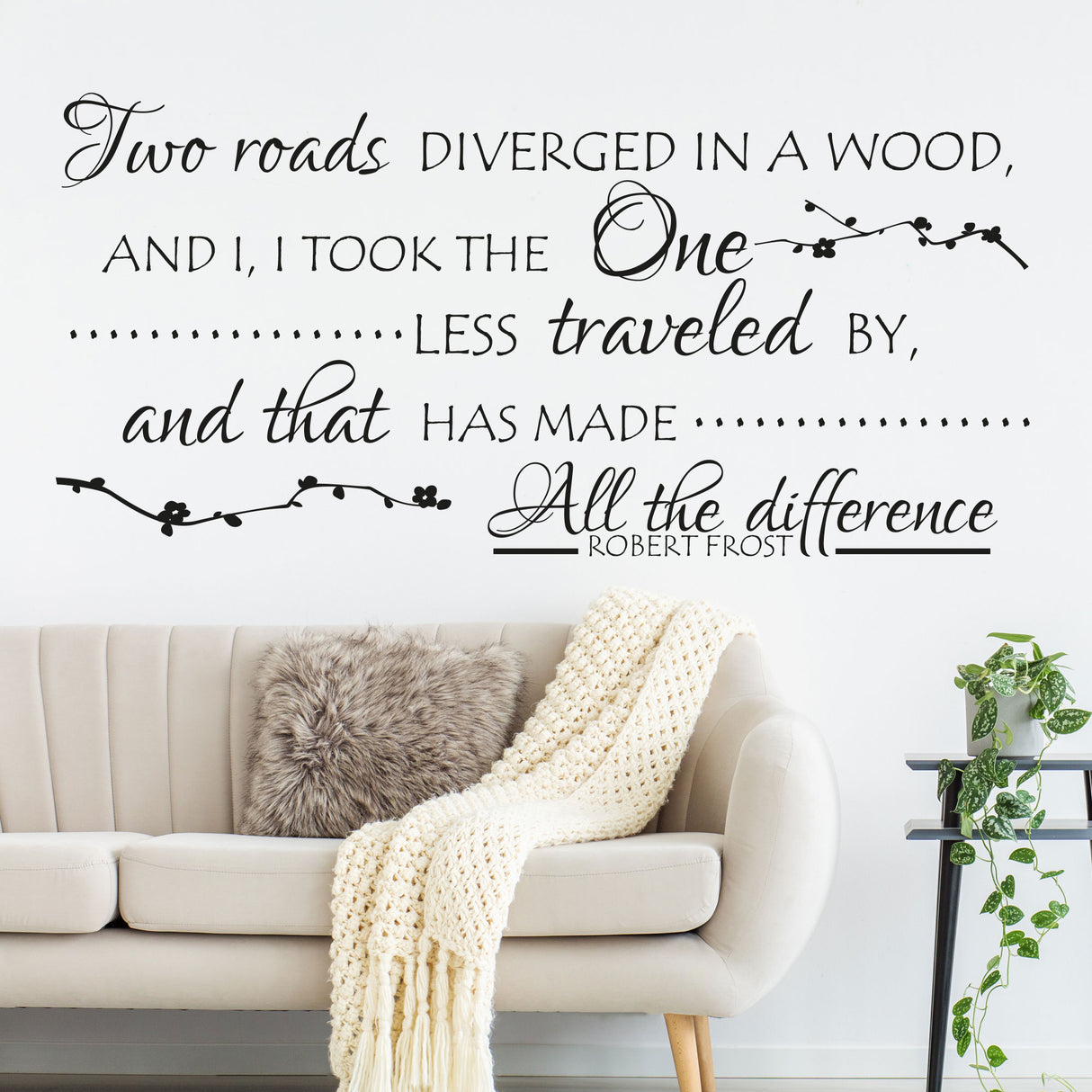 Two roads diverged in a wood - inspirational quotes wall stickers