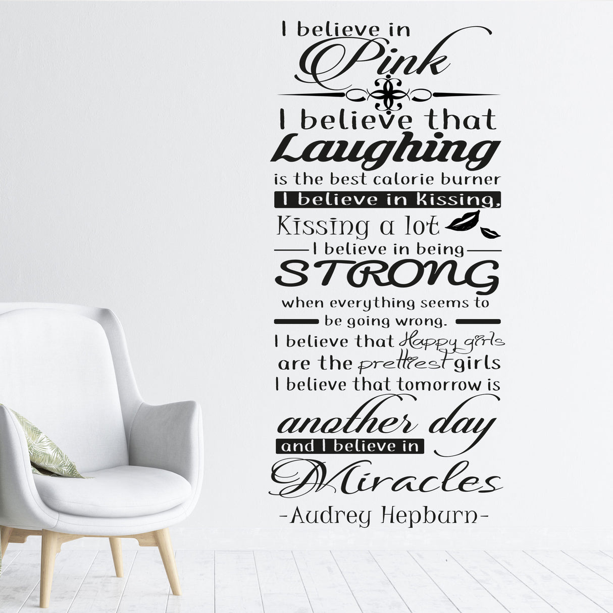 Believe in Pink - Inspirational quotes wall stickers for girls
