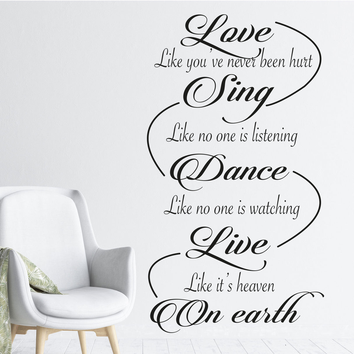 "Love Sing Dance Live On Earth"- Inspirational quotes wall stickers Removable vinyl decals