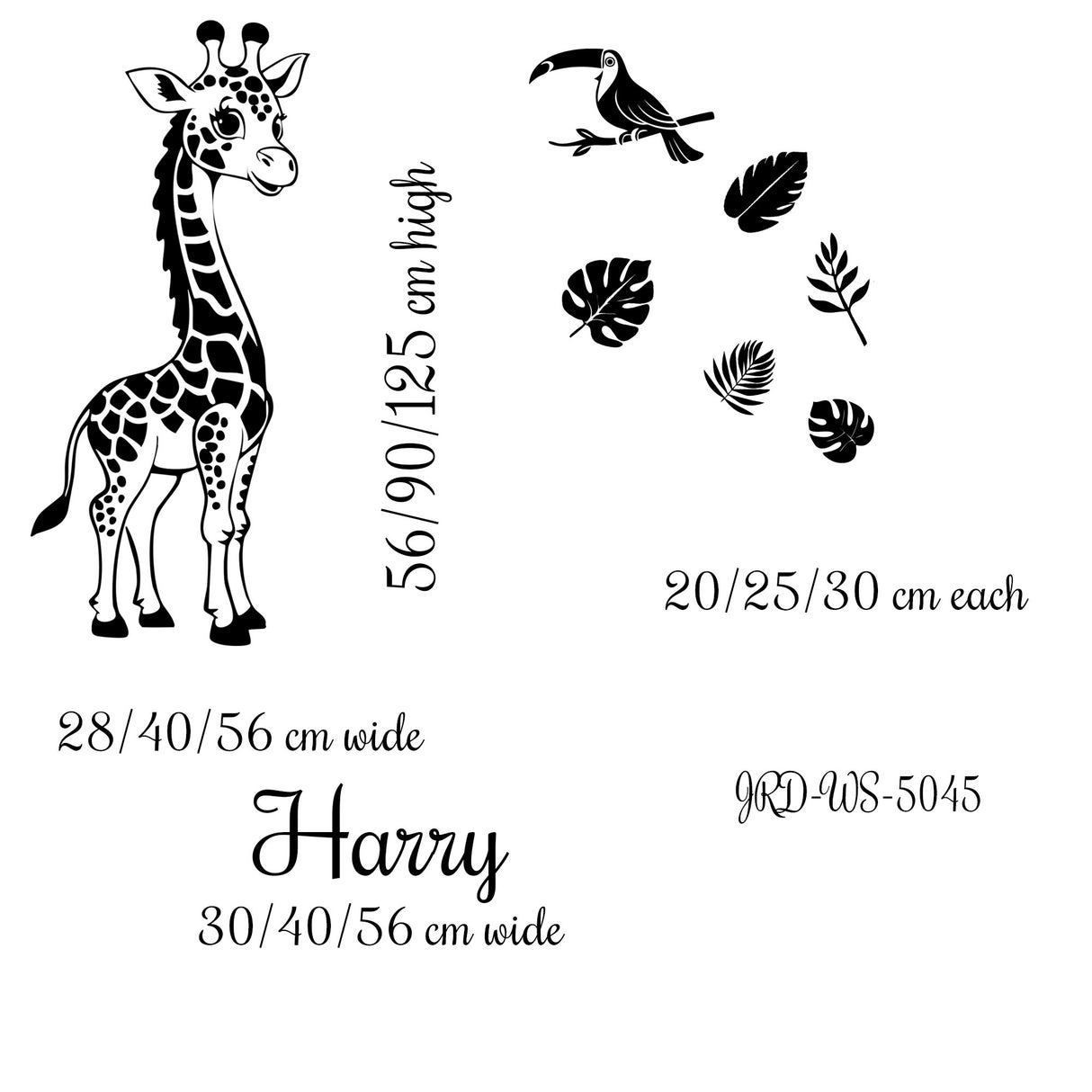 Safari Giraffe Wall Stickers – Custom Name Nursery Decor for Boys or Girls