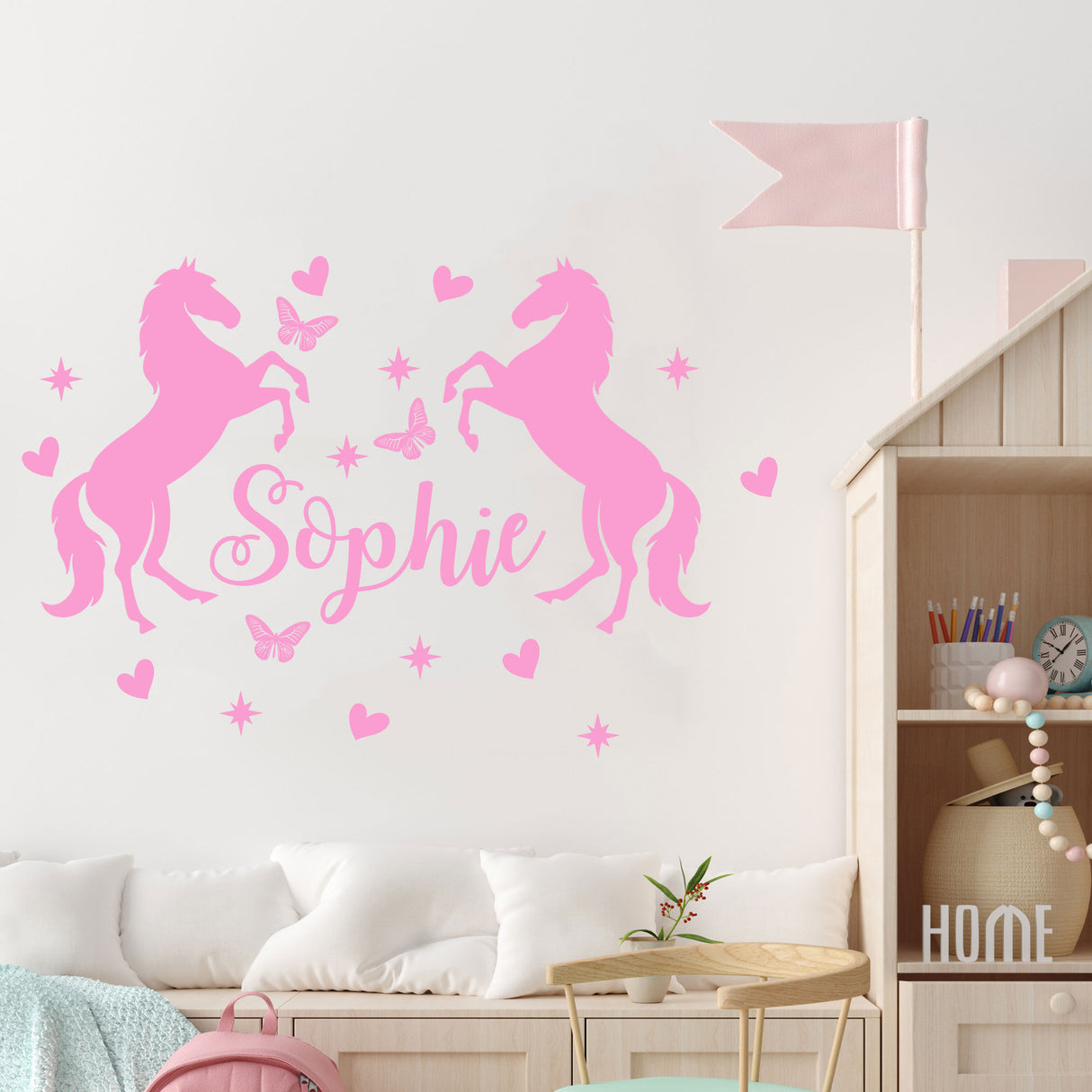Custom Name Horse Wall Decal – Equestrian Themed Nursery Wall Stickers