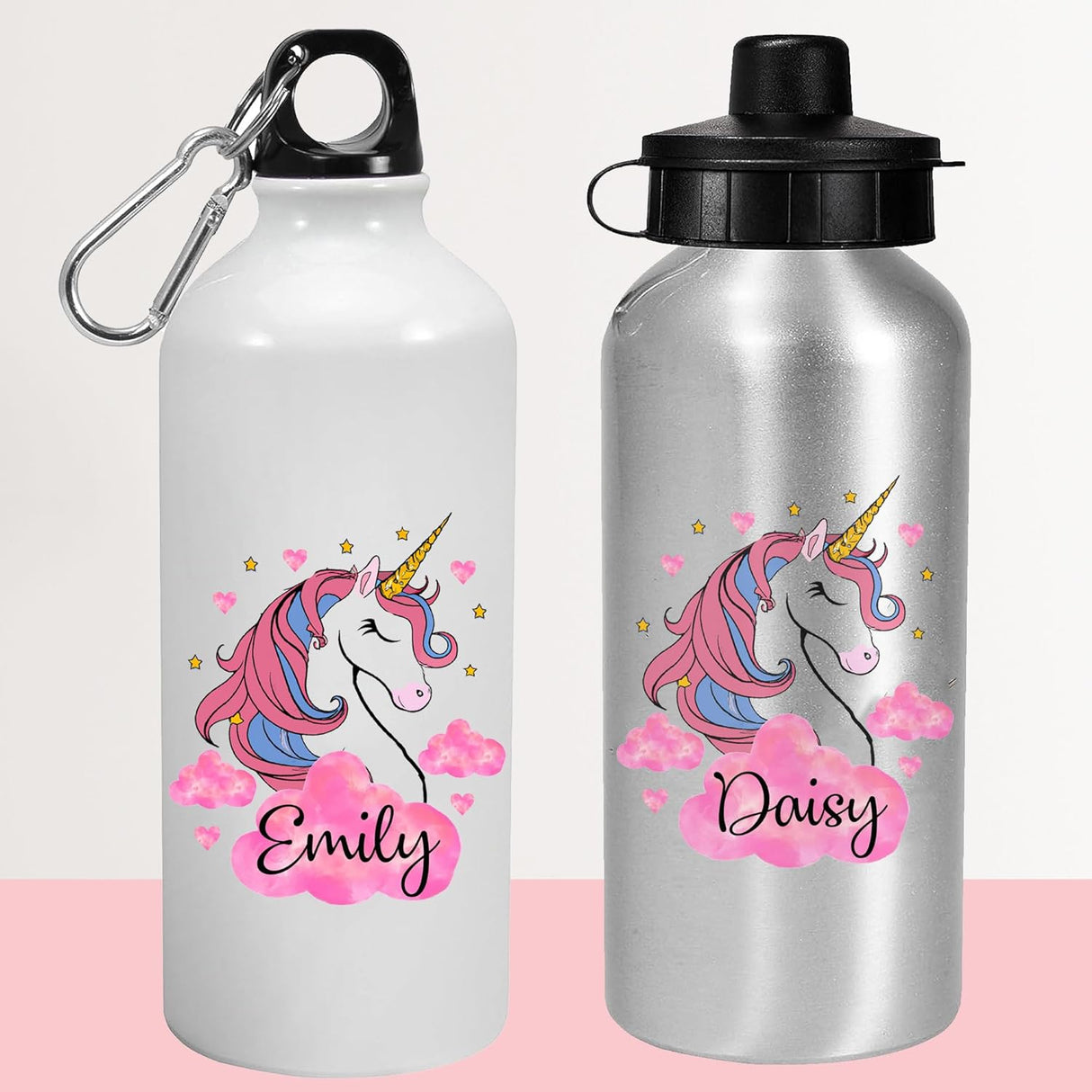 Personalised Water Bottle Unicorn School Sport Drink Leakproof