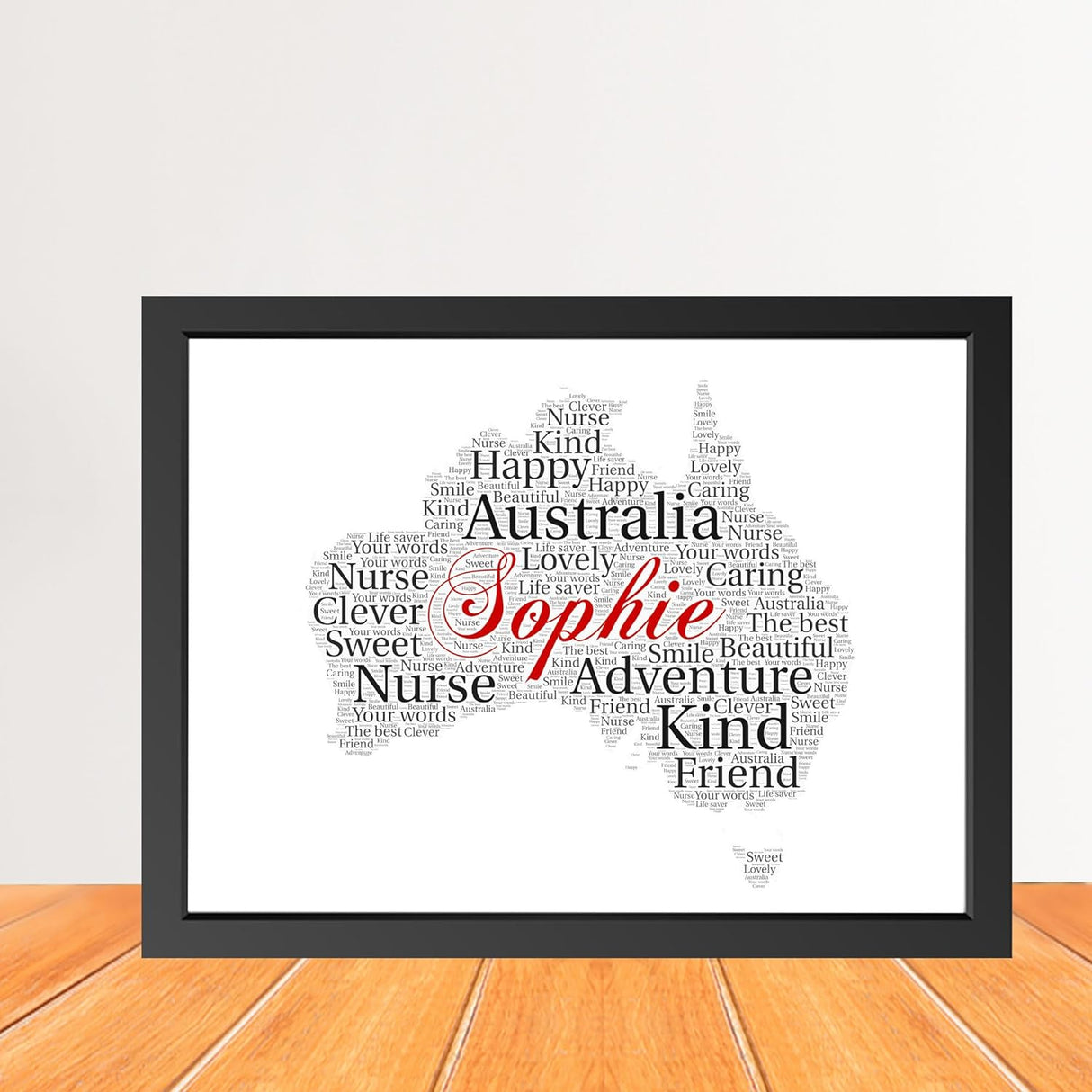Personalized Australia Map Word Art Print