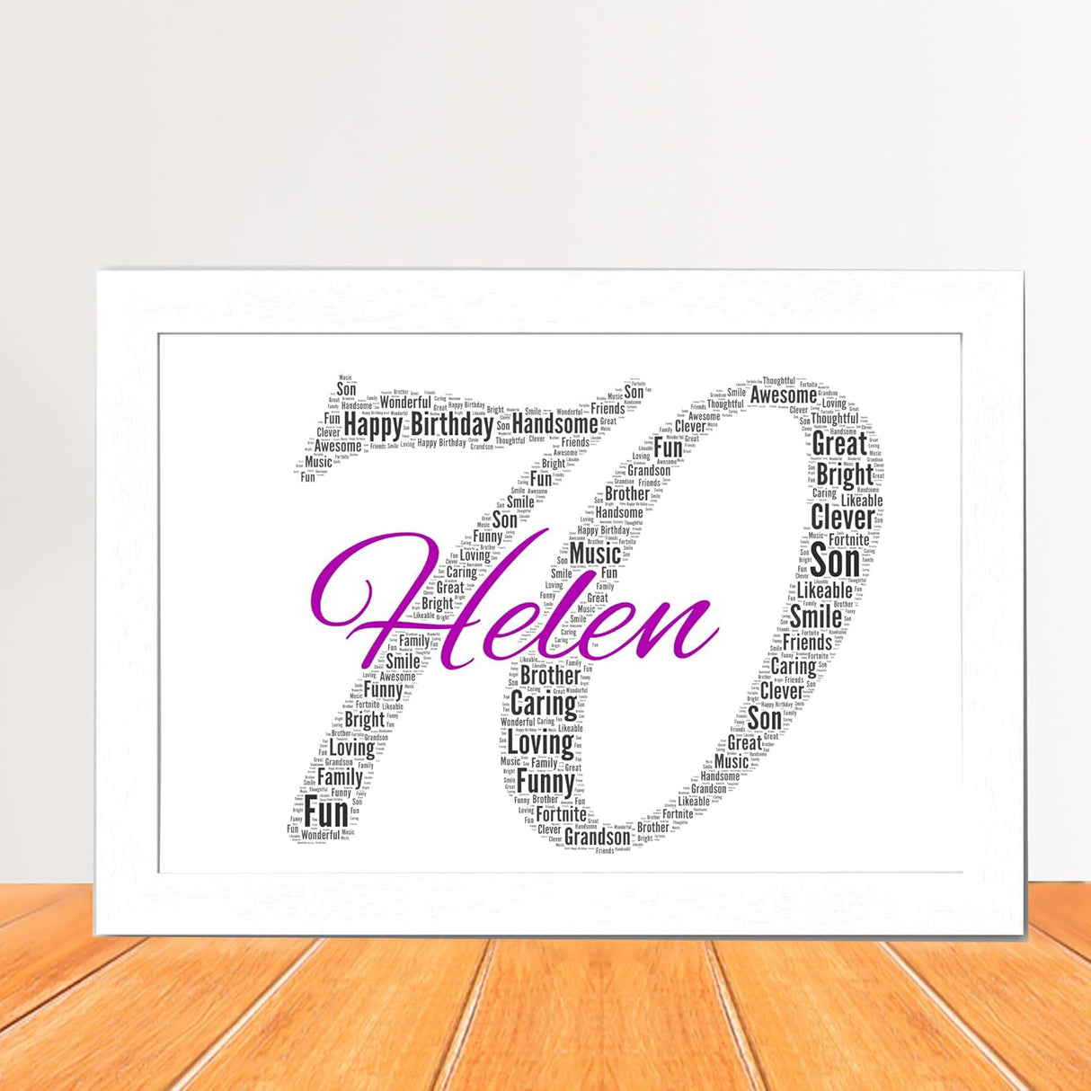 Personalised 70th Birthday Number Word Art Print Gift