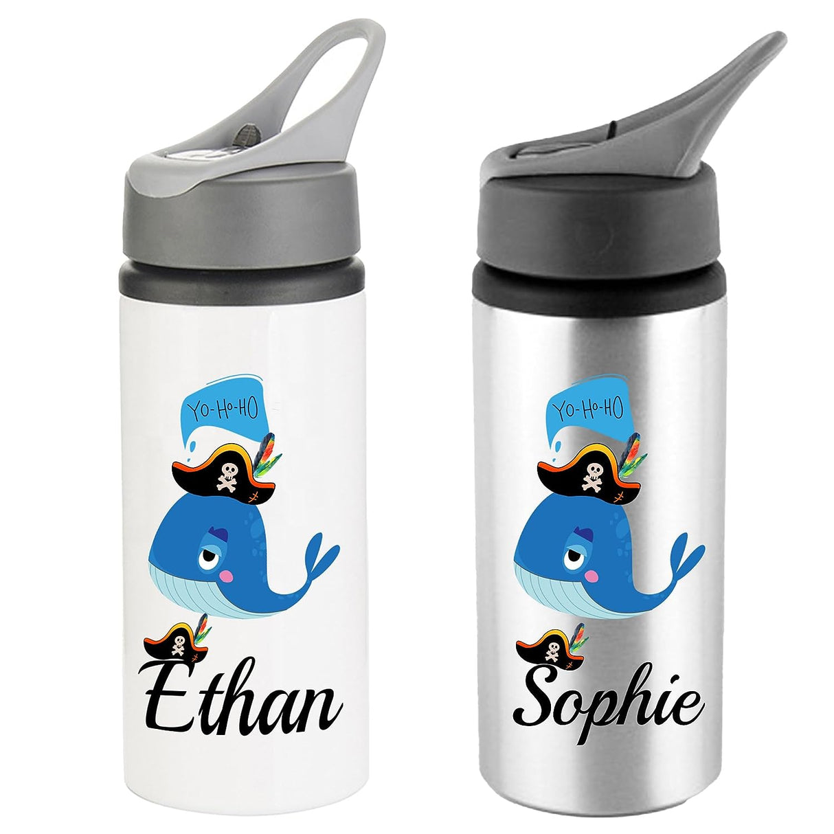 Pirate Hat Personalised name Water bottle Kid School Sport Drink Leakproof