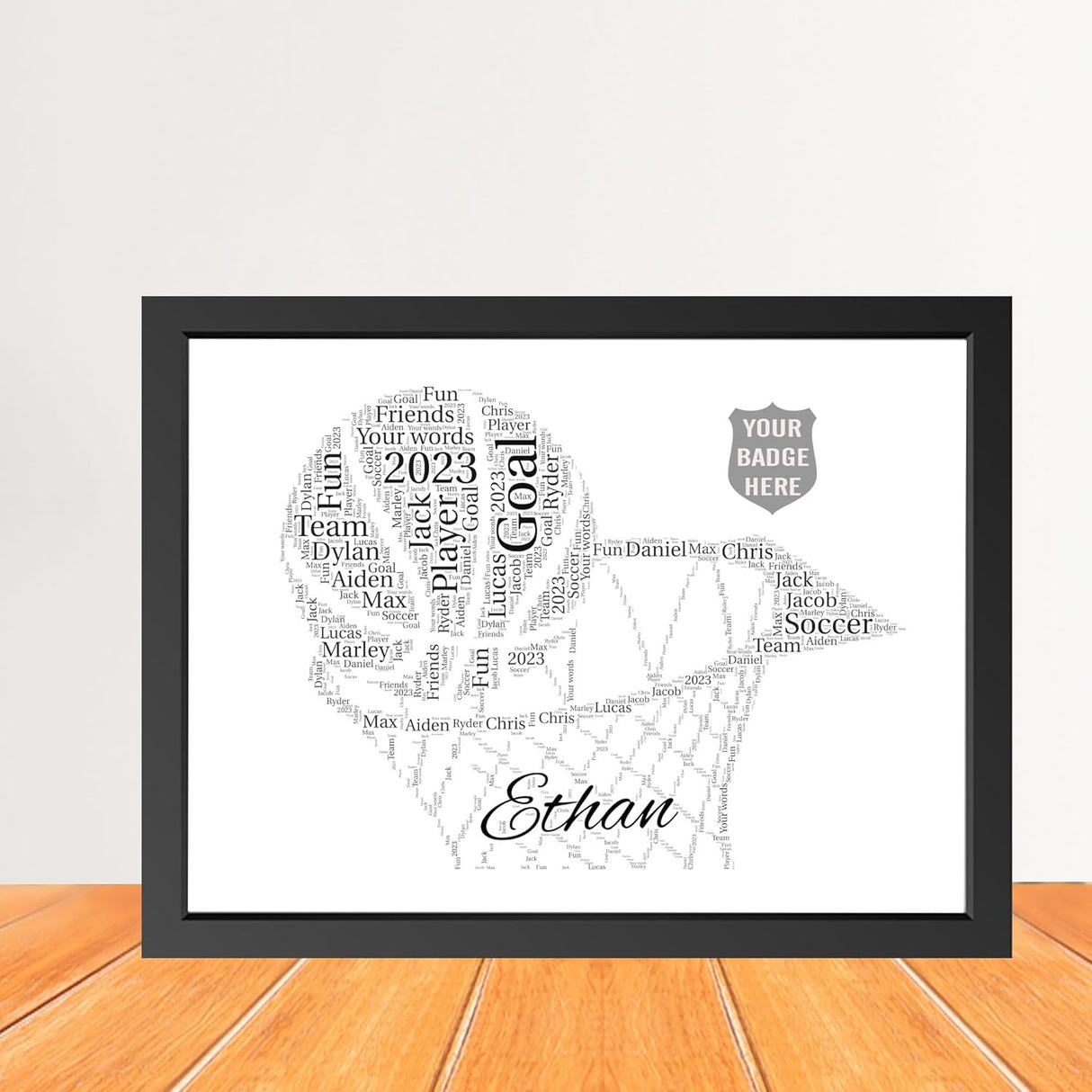 Customized word cloud print frame