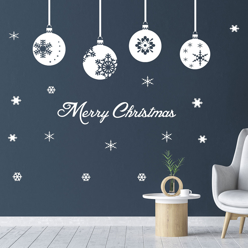 Merry Christmas Wall Decoration with Christmas Baubles