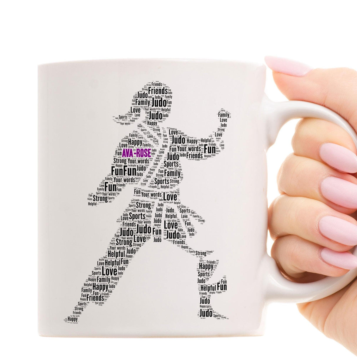 Custom Female Judo word Art Print Mug
