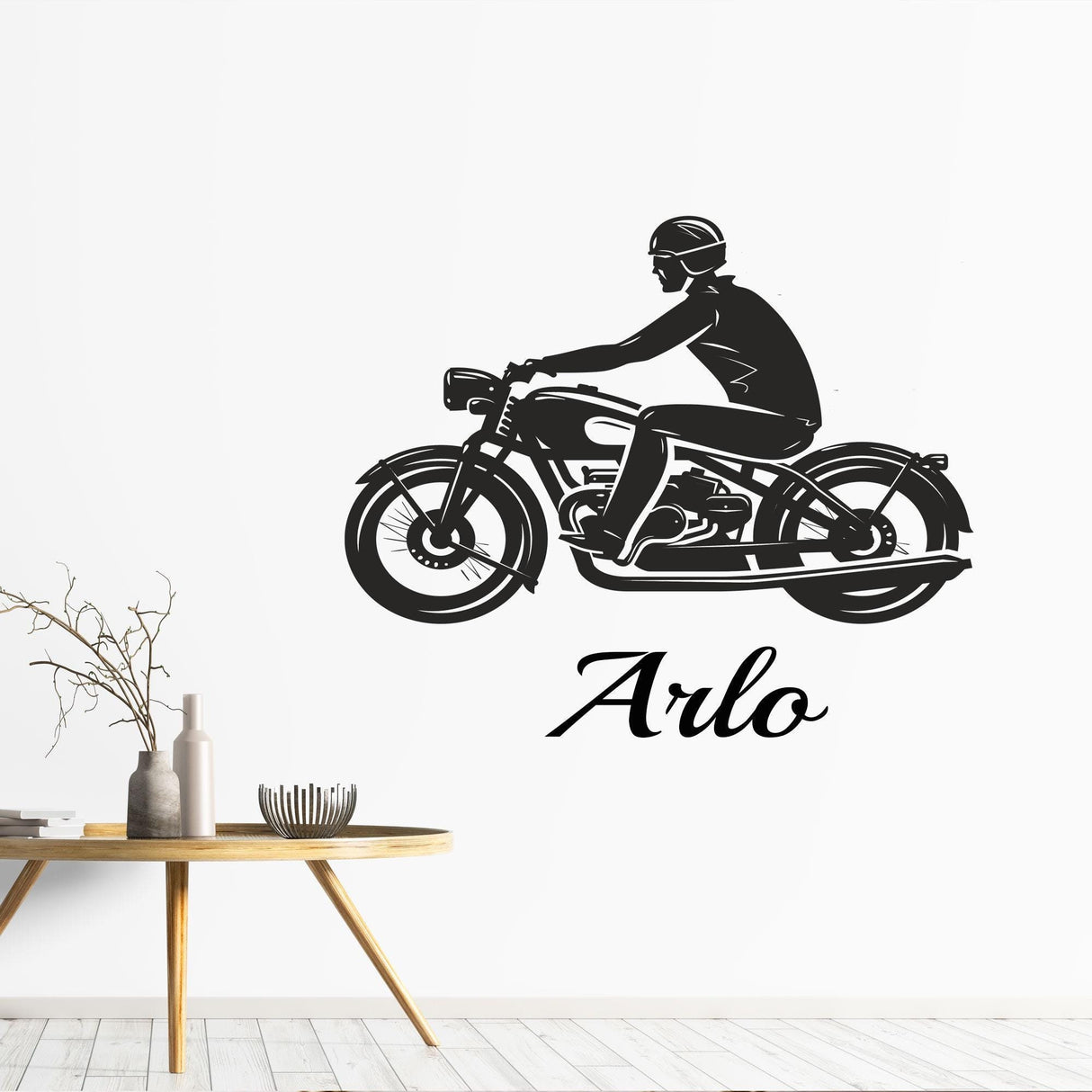 Custom Motorcycle Wall Sticker with Name