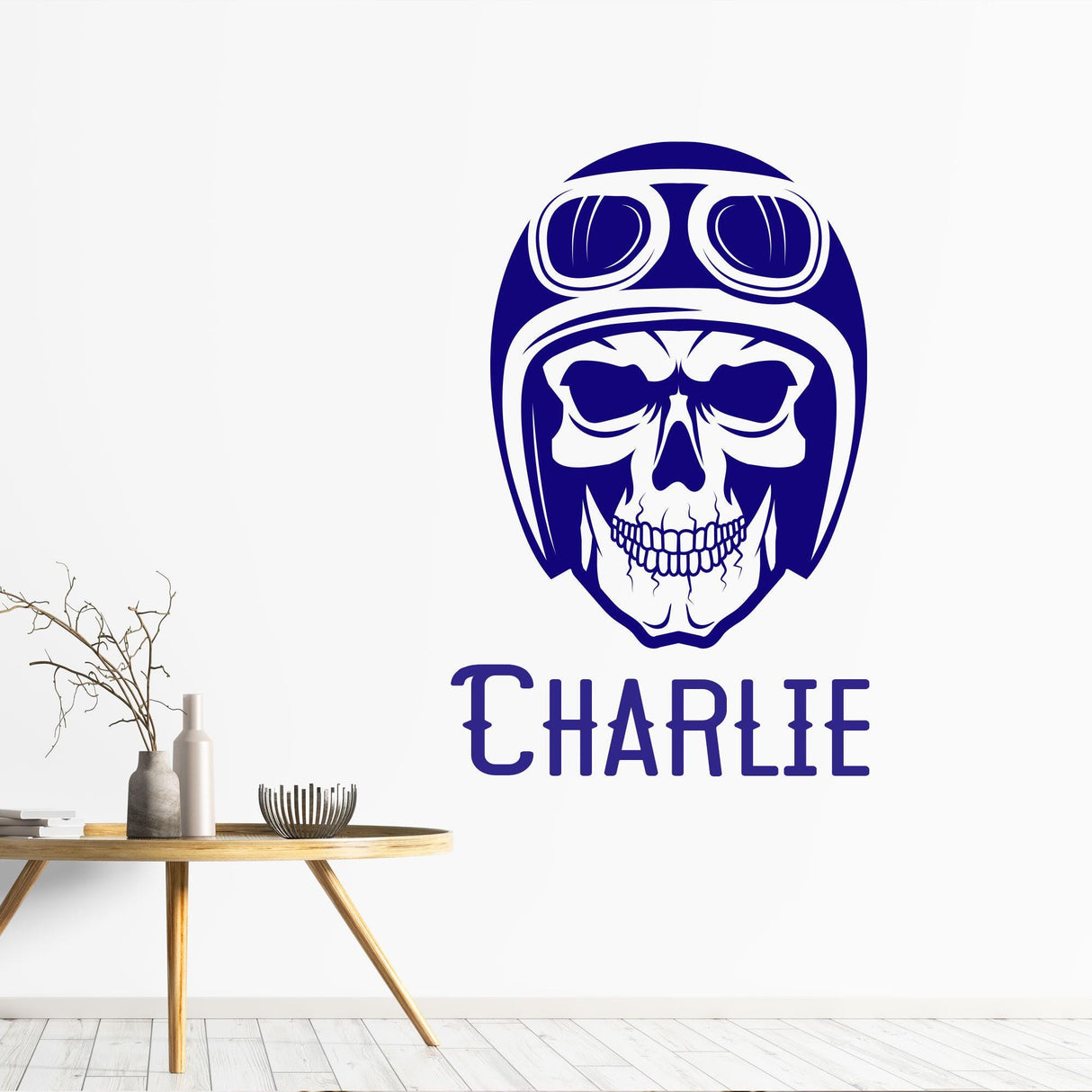 Custom Sport Bike Helmet Skull Wall Decals