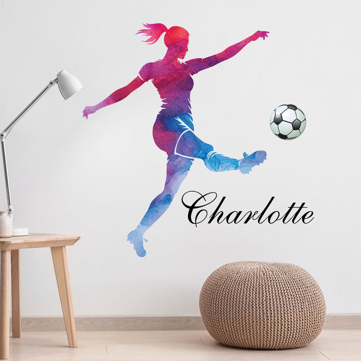 Customised Female Footballer action figure wall decals